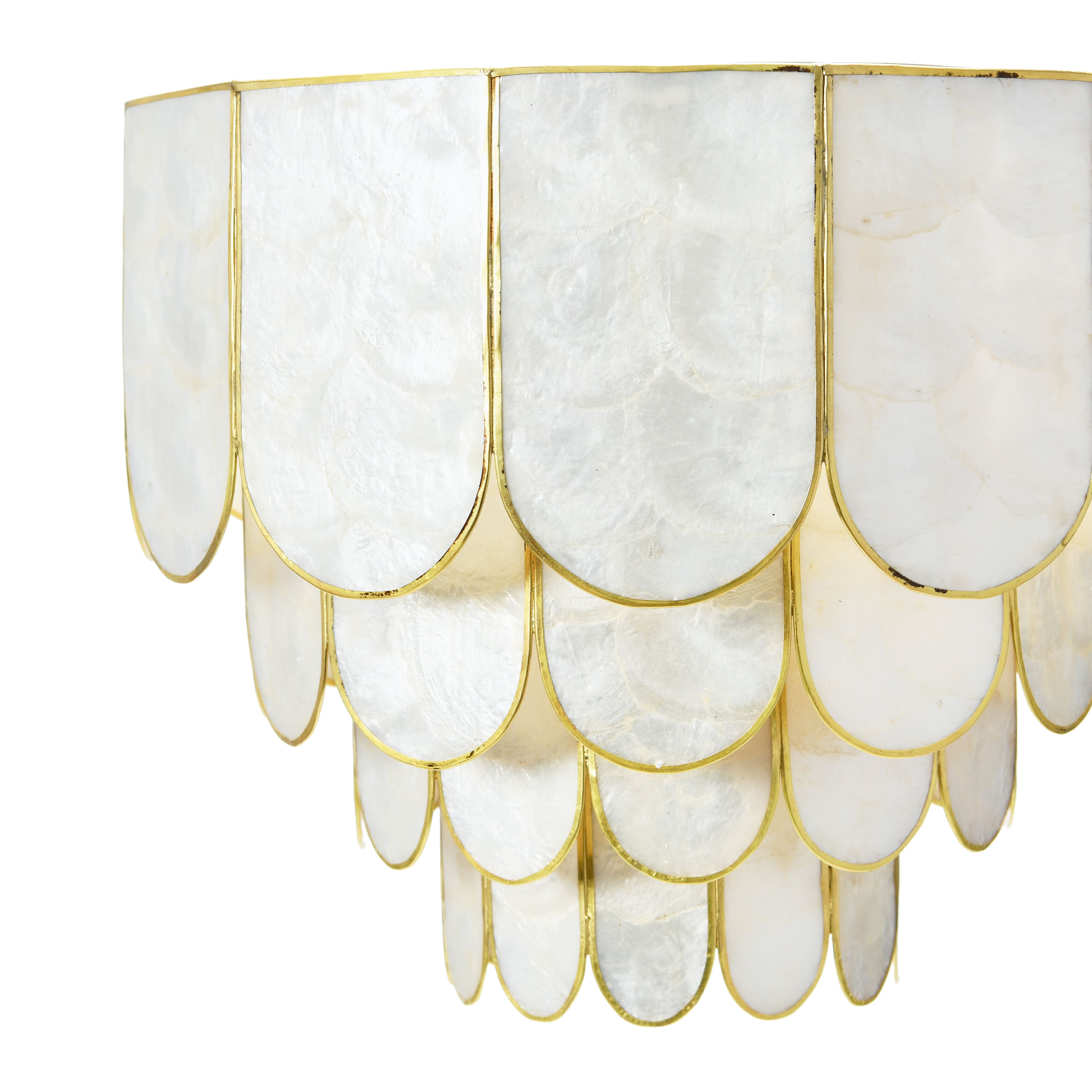 Hello Honey® 14" Round 4-Tier Capiz & Metal Flush Mount Ceiling Light