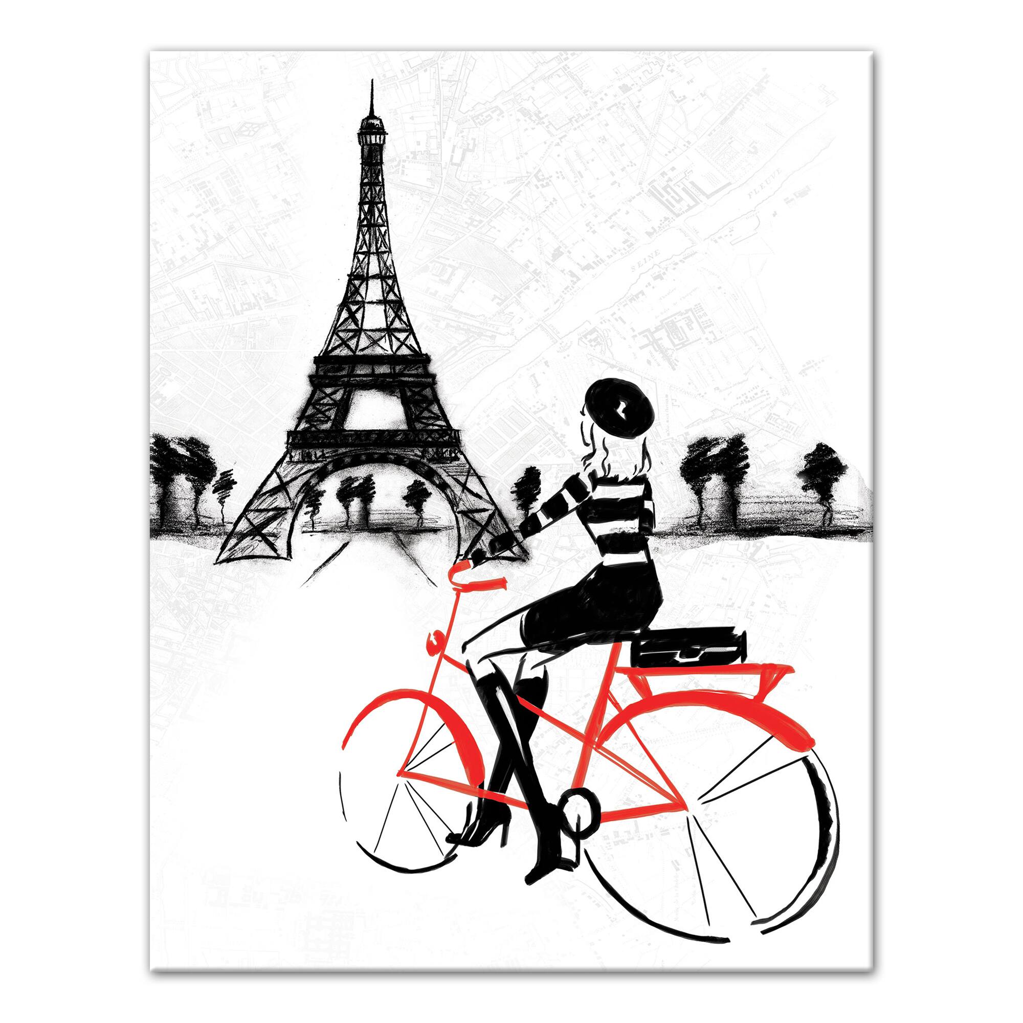 Parisian Red Bike Canvas Wall Art