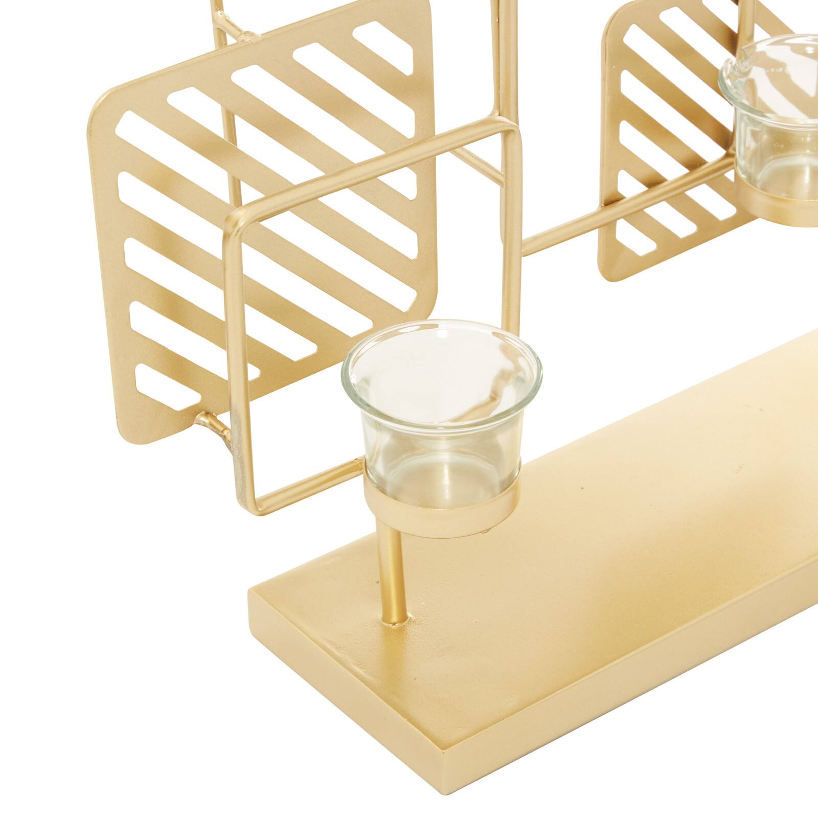 Gold Metal Contemporary Candelabra, 16&#x22; x 18&#x22; x 5&#x22;