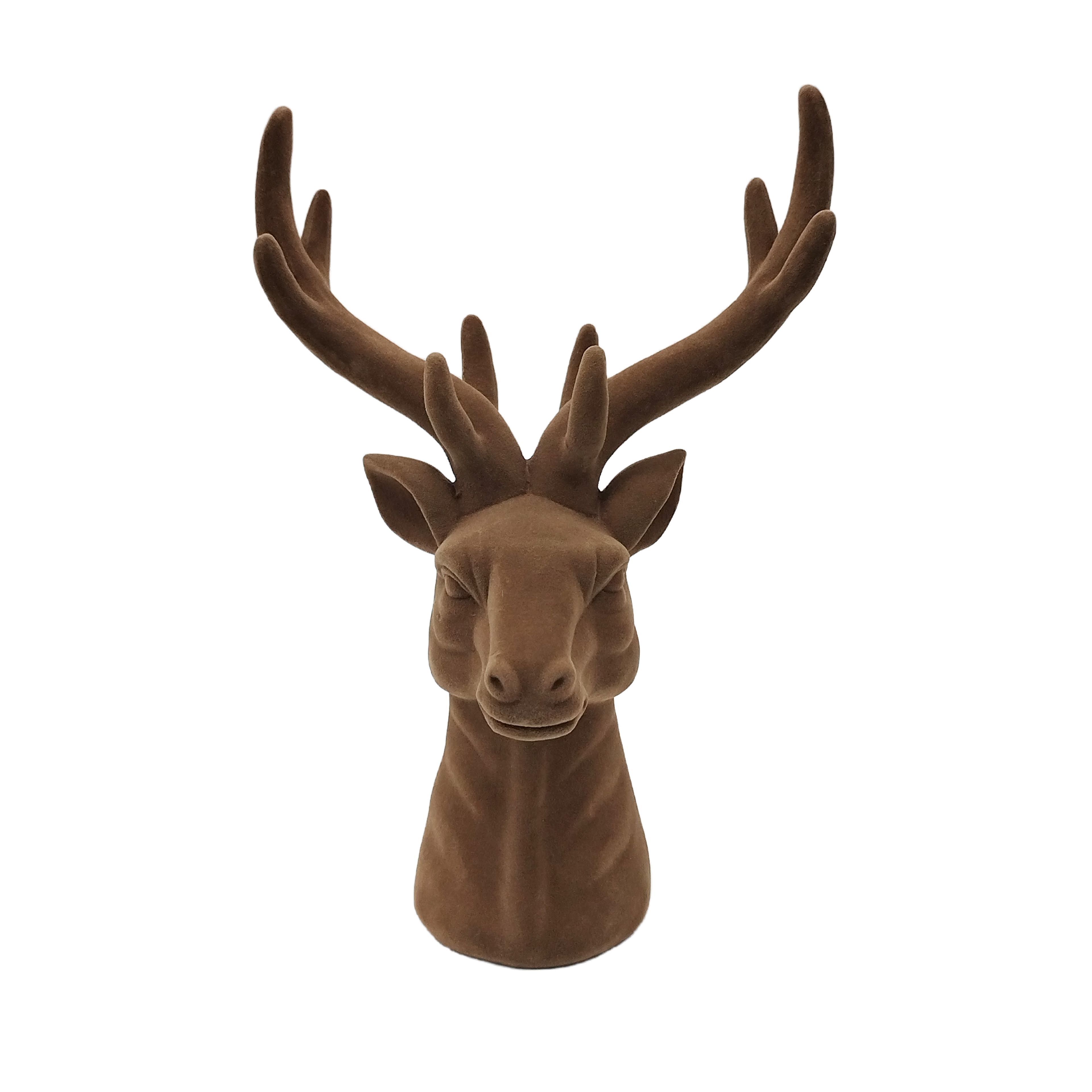 11&#x22; Brown Flocked Reindeer Head by Ashland&#xAE;