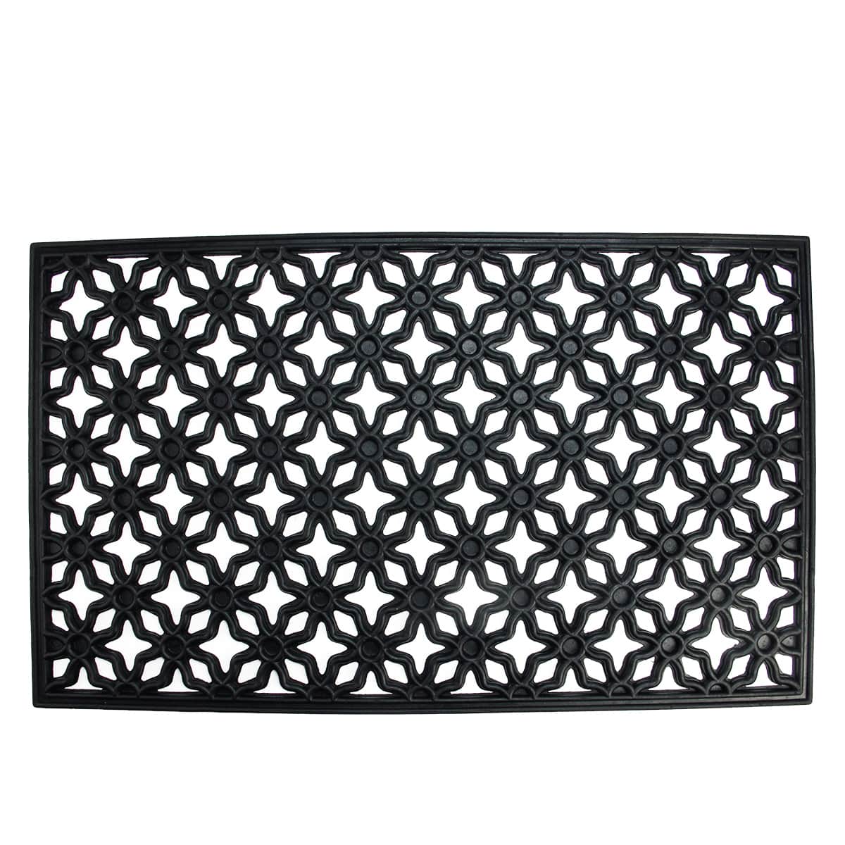 Black Elegant Quatrefoil Doormat