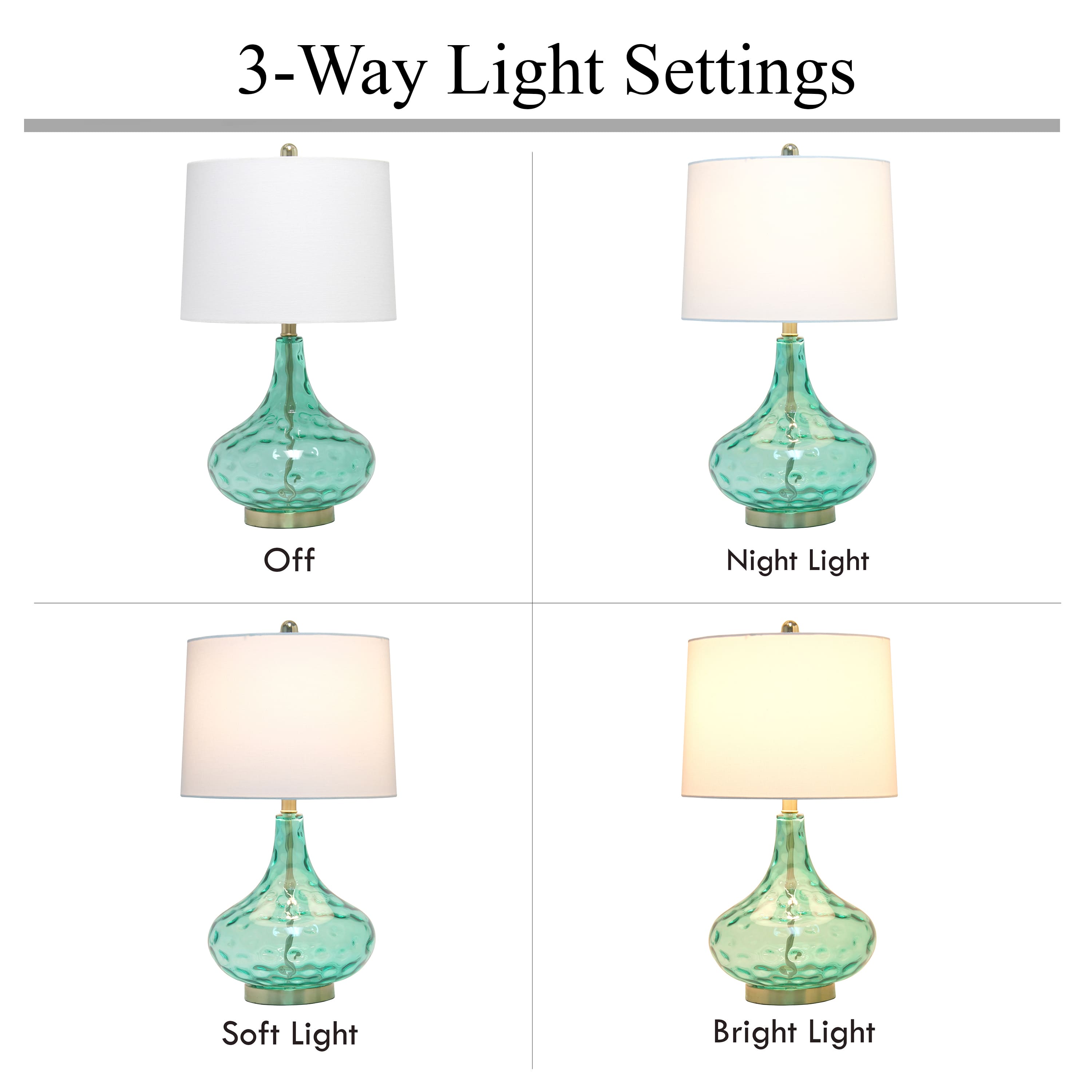 Lalia Home Classix 24&#x22; Seafoam Green Dimpled Glass Table Lamp