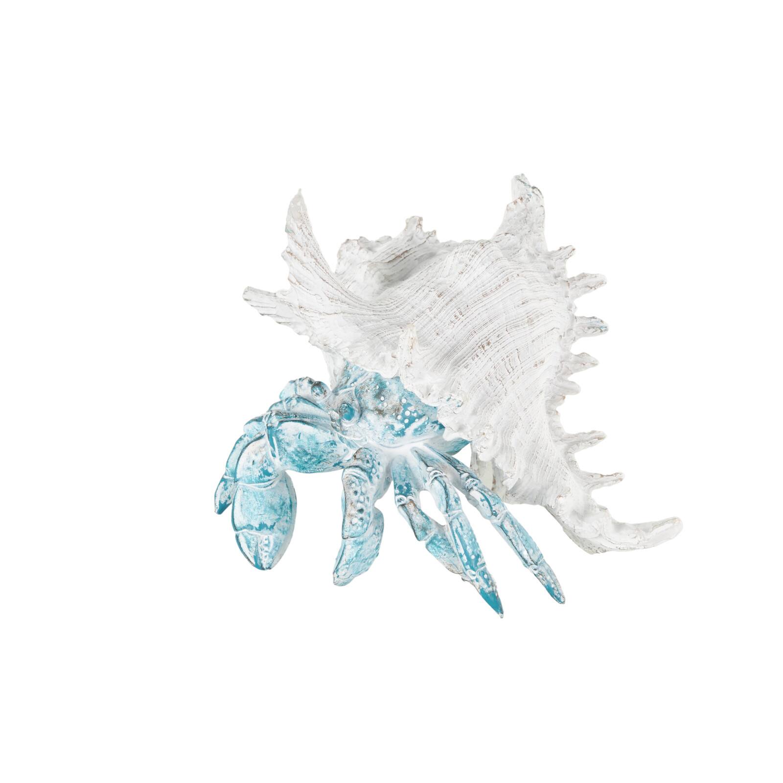 9" Polystone Crab Textured Decorative Sculpture with White Shell