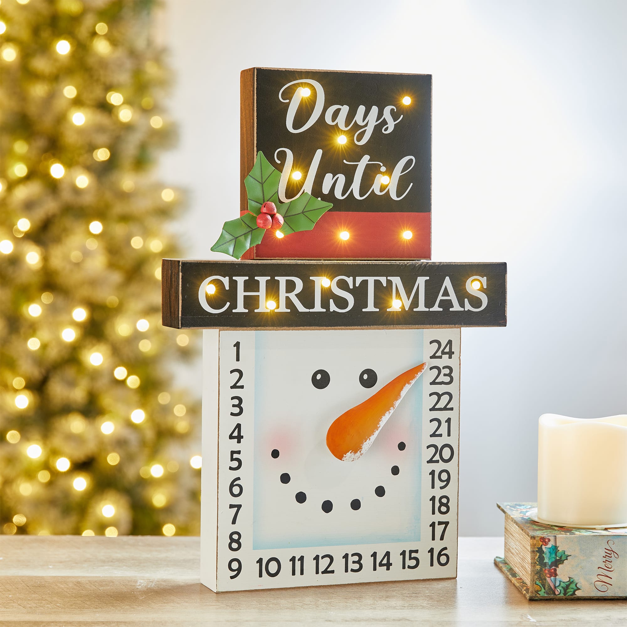 Glitzhome&#xAE; 15&#x22; LED Christmas Snowman Countdown D&#xE9;cor