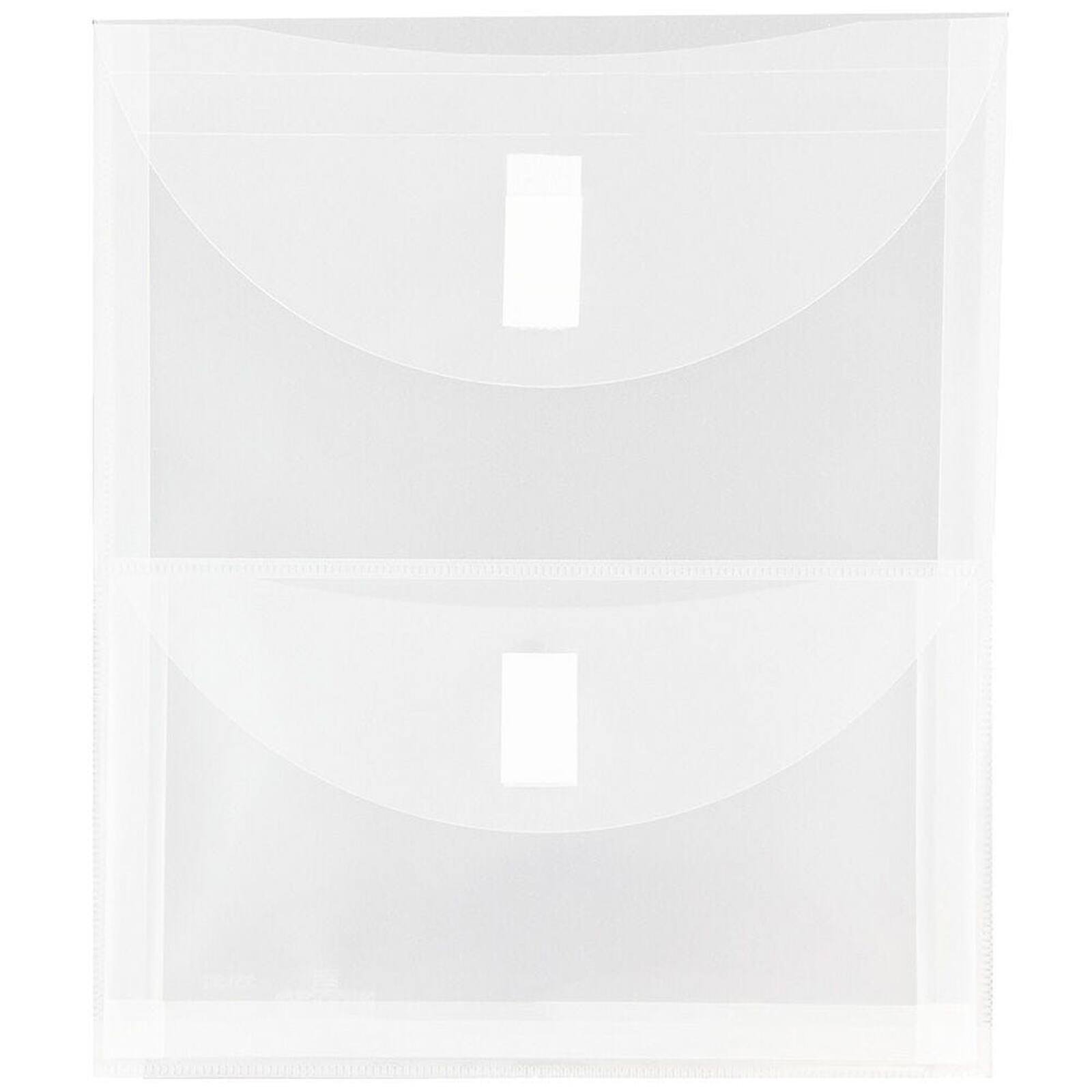 JAM Paper 9.75" x 13" Clear Plastic Hook & Loop 2 Pocket Open End Envelopes, 10ct.