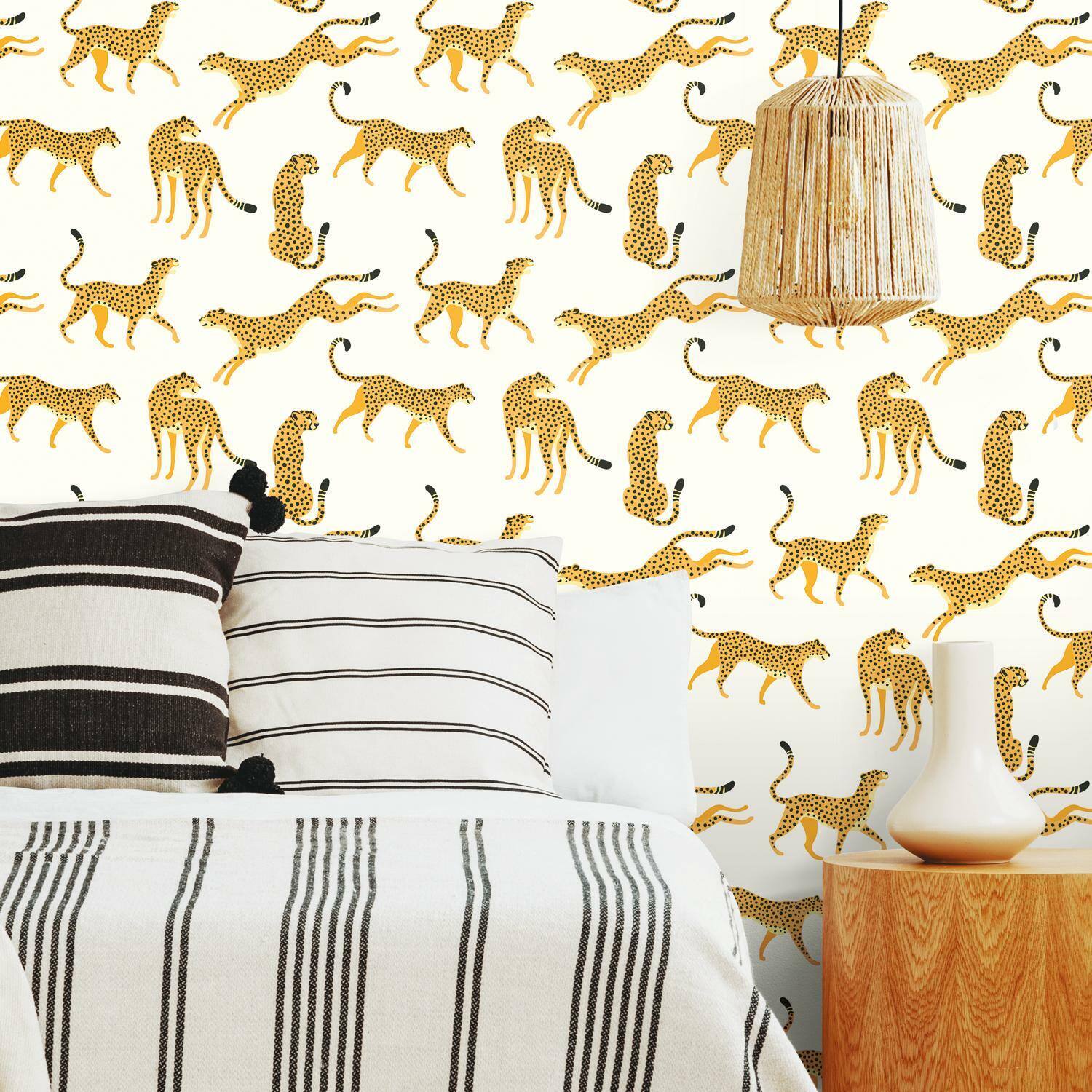 RoomMates Cheetah Cheetah Peel &#x26; Stick Wallpaper