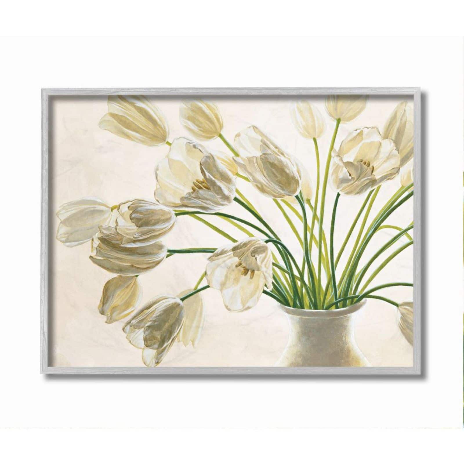 Stupell Industries White Tulip Bouquet Wall Art in Gray Frame