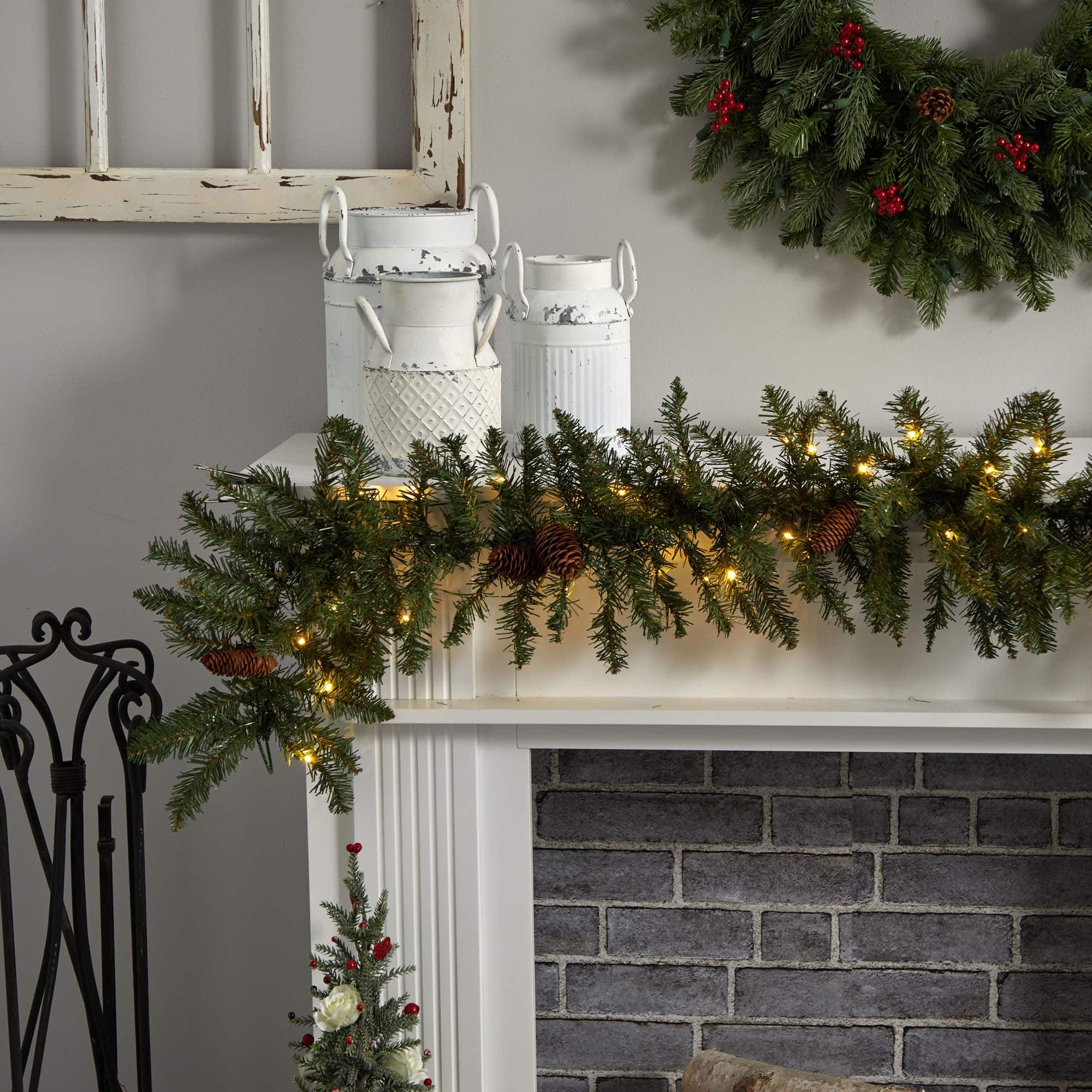 6ft. Pre-Lit Mixed Alaskan Pine & Pinecones Artificial Christmas Garland