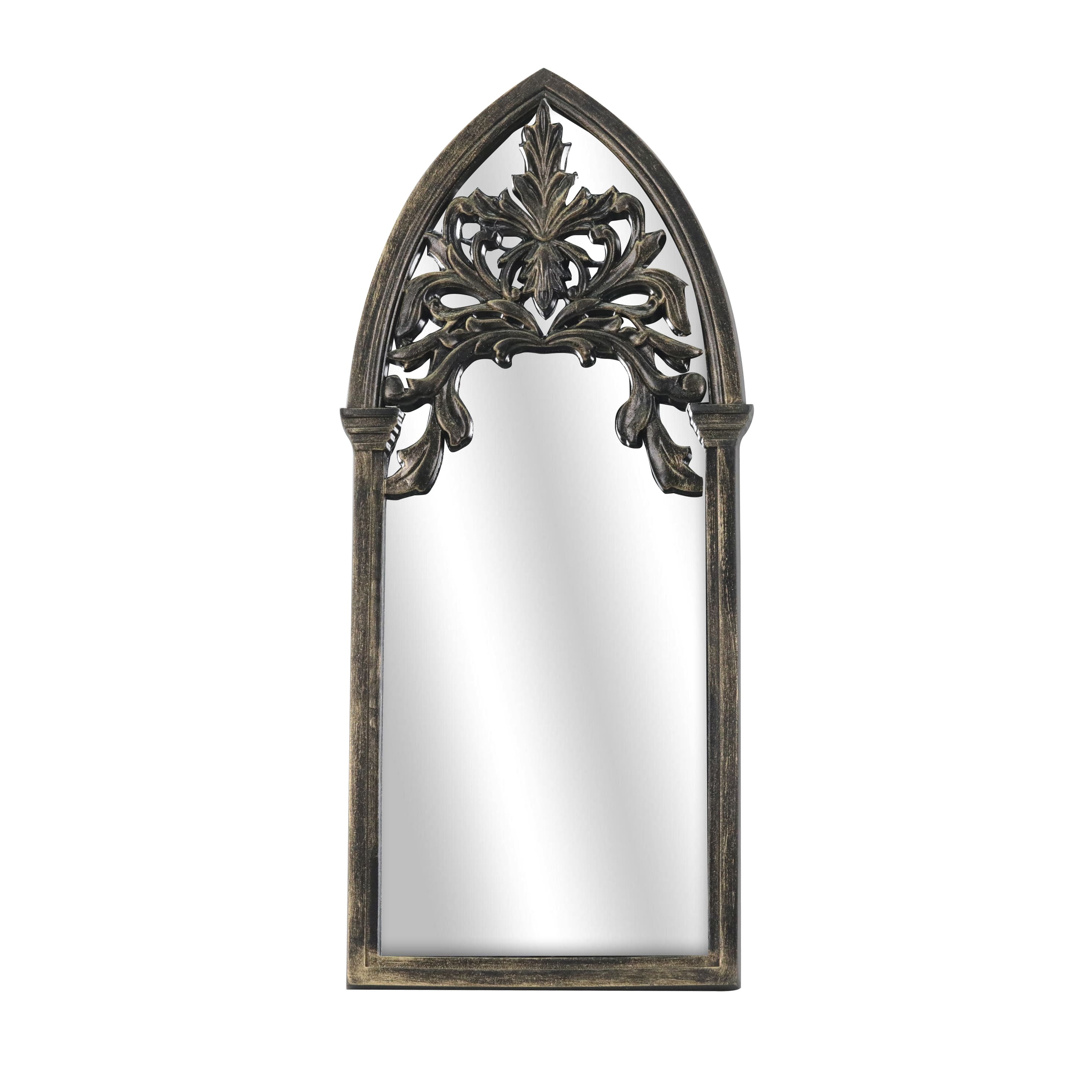 Miroir mural gothique arqu&#xE9; d&#xE9;coratif noir avec accents dor&#xE9;s bross&#xE9;s de 59,5&#xA0;cm d&#x2019;Ashland