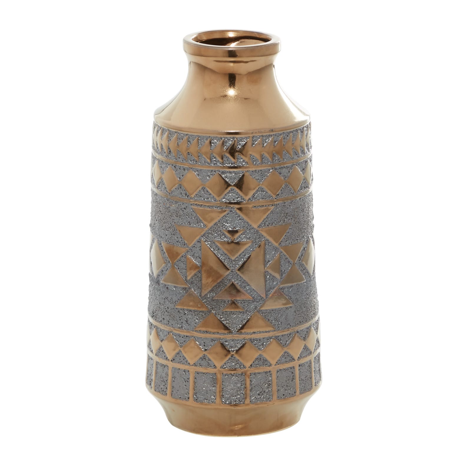 Gold Porcelain Contemporary Vase 16&#x22; x 7&#x22; x 7&#x22;