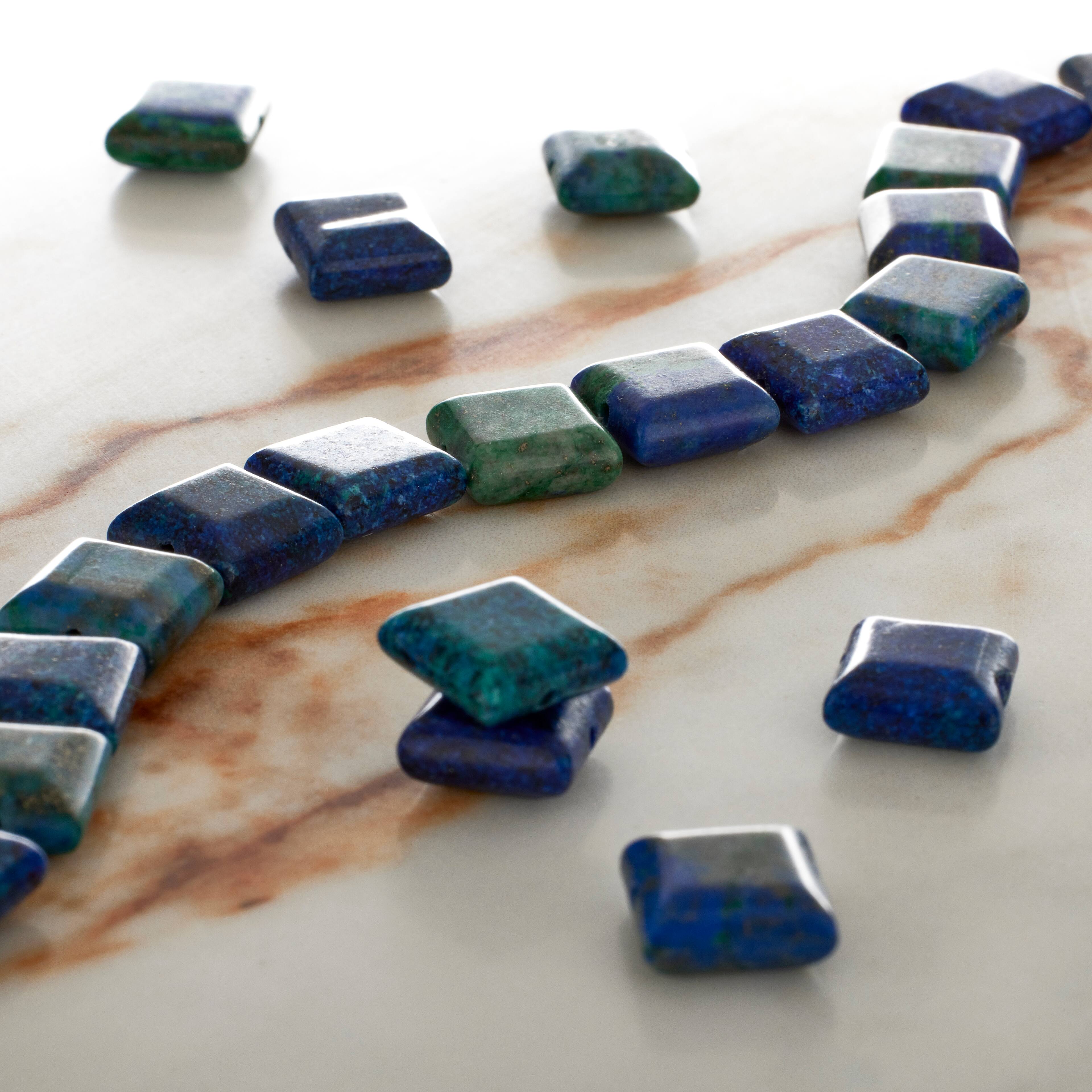 6 Pack: Chrysocolla Flat Square Beads, 10mm by Bead Landing™