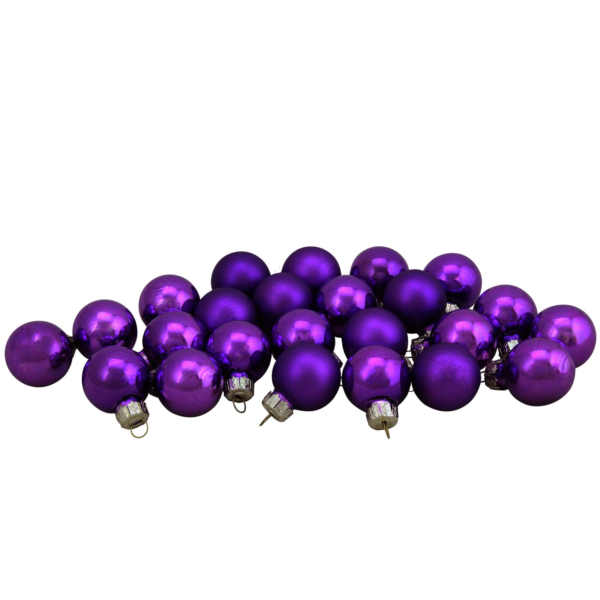 24ct. 1" Purple 2-Finish Glass Ball Ornaments