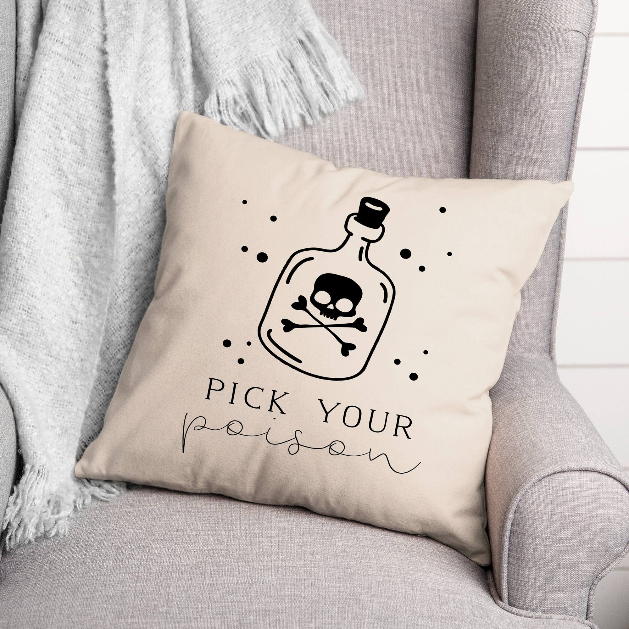Pick Your Poison Bottle Throw Pillow