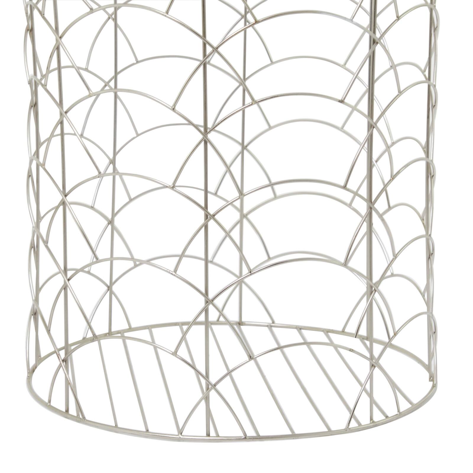 CosmoLiving by Cosmopolitan Silver Metal Storage Basket with Faux Leather Handles Set of 3 16", 14", 12"