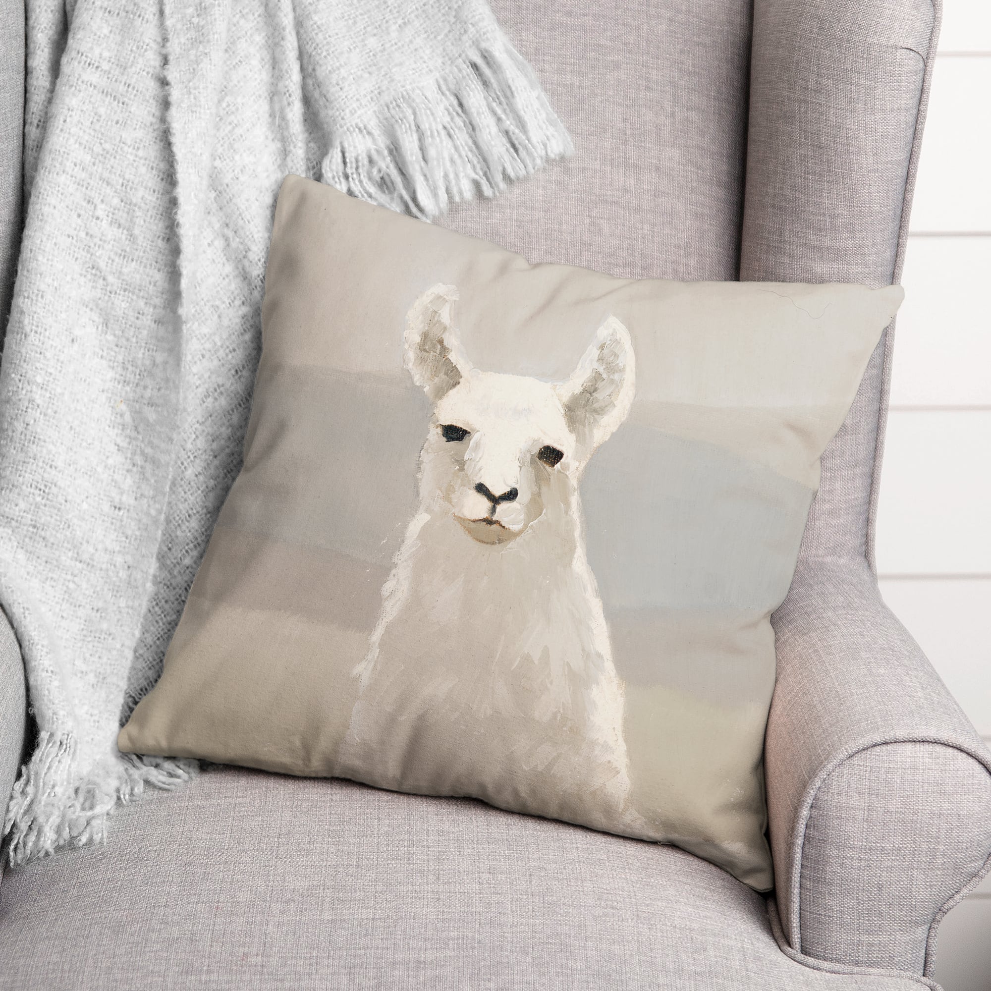 Painty Llama Throw Pillow