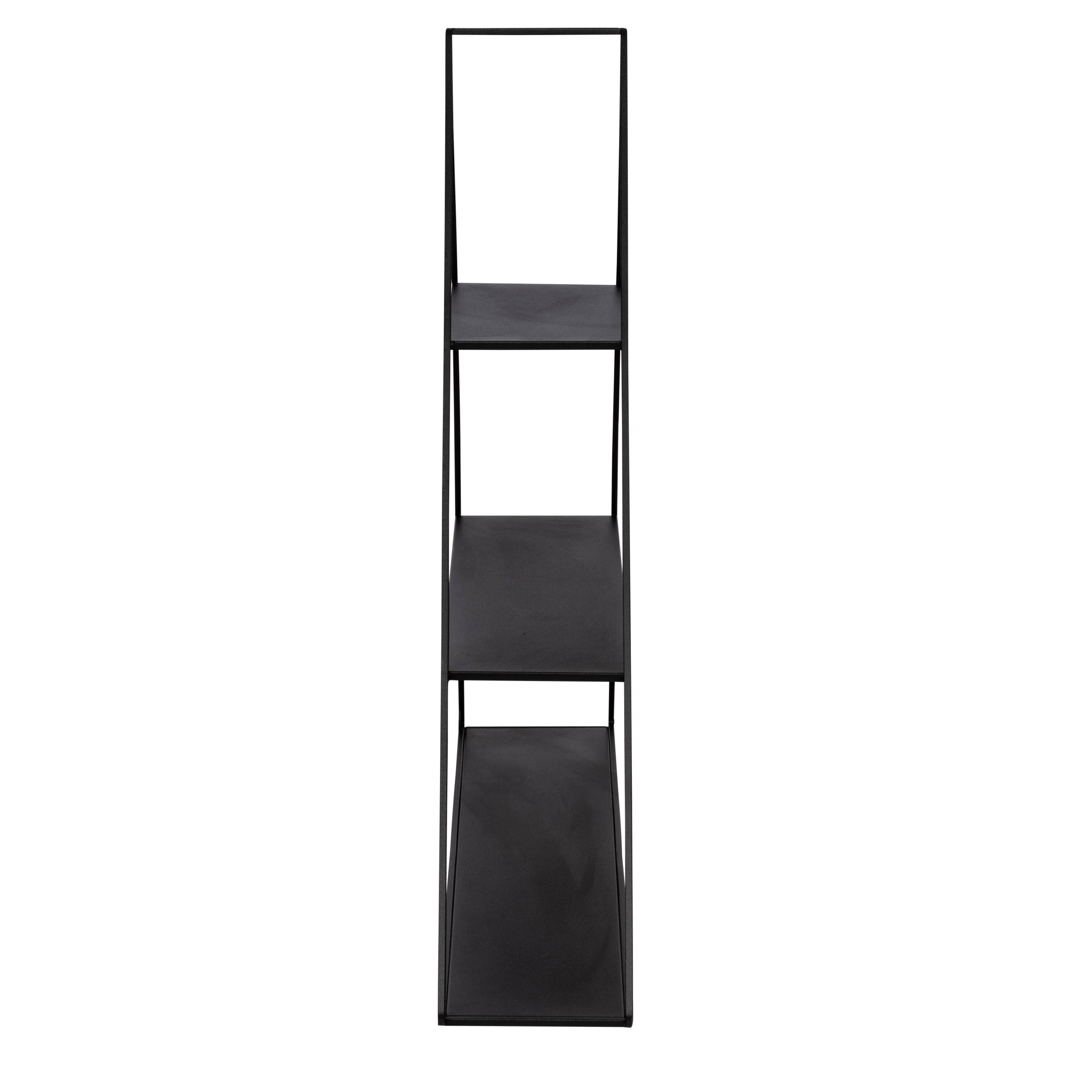 Honey Can Do 28&#x22; Black Three-Tier Triangle Decorative Metal Wall Shelf