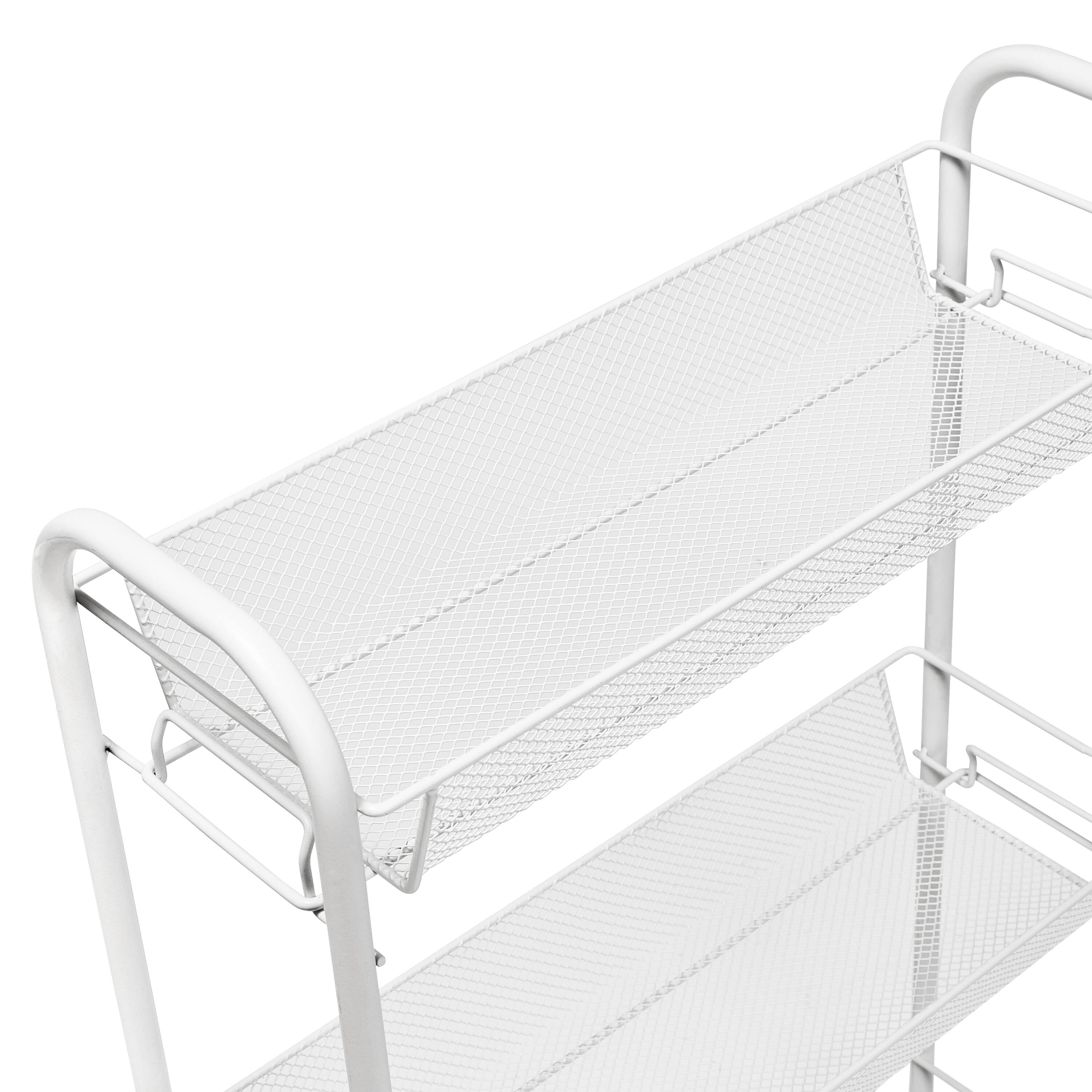 Honey Can Do White 3-Tier Mesh Narrow Rolling Cart