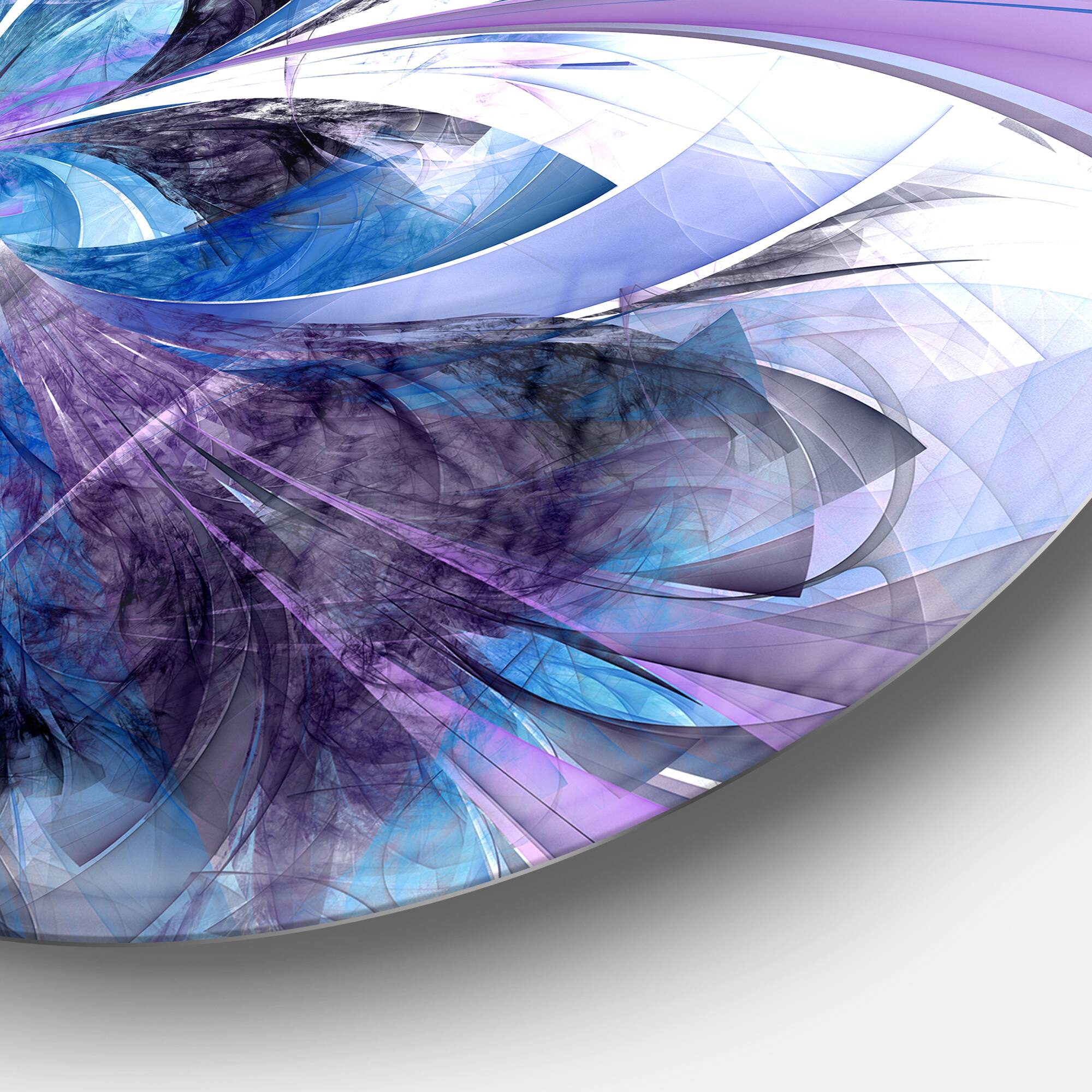 Designart - Symmetrical Fractal Flower in Blue' Floral Metal Circle Wall Art