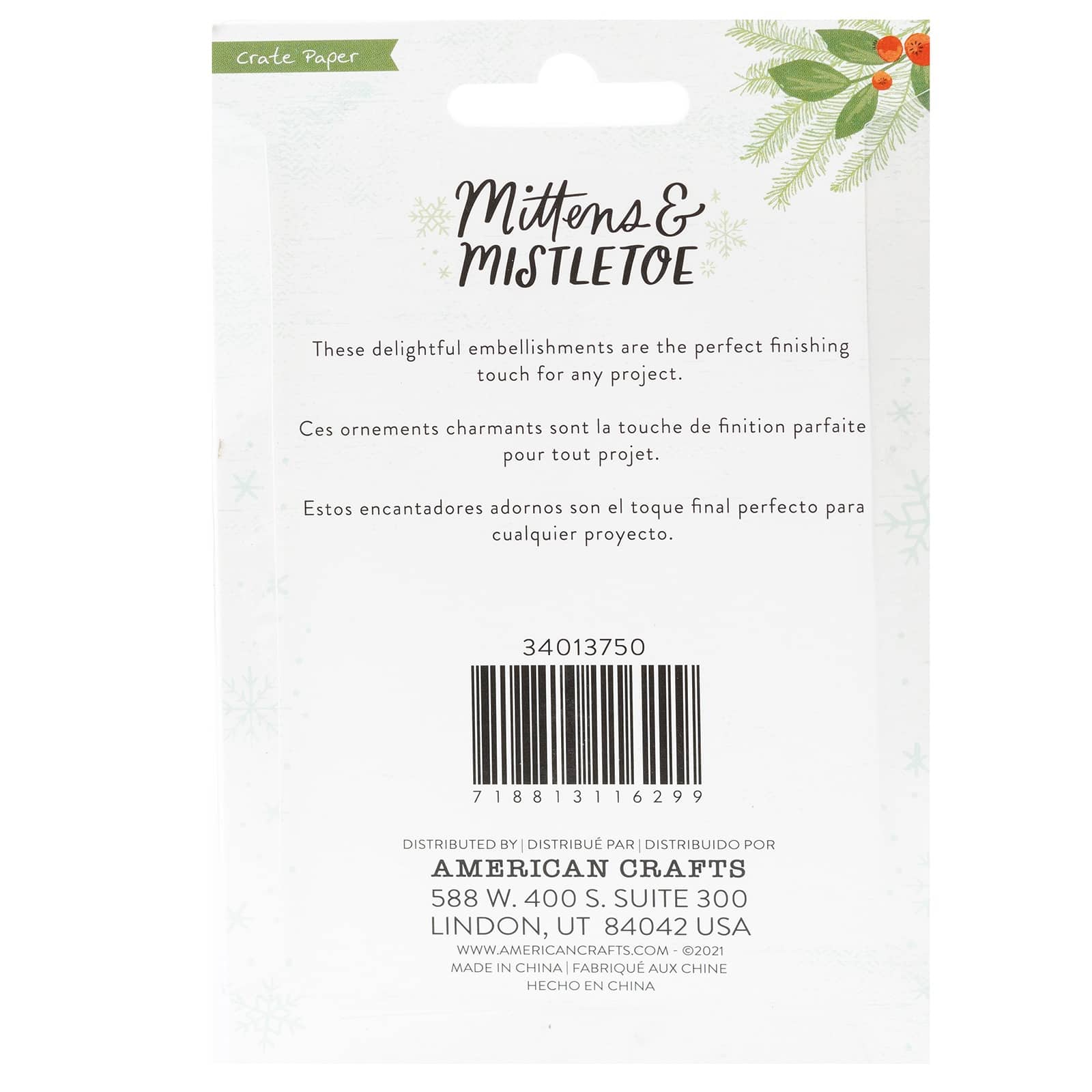 Crate Paper Mittens &#x26; Mistletoe Epoxy Charms
