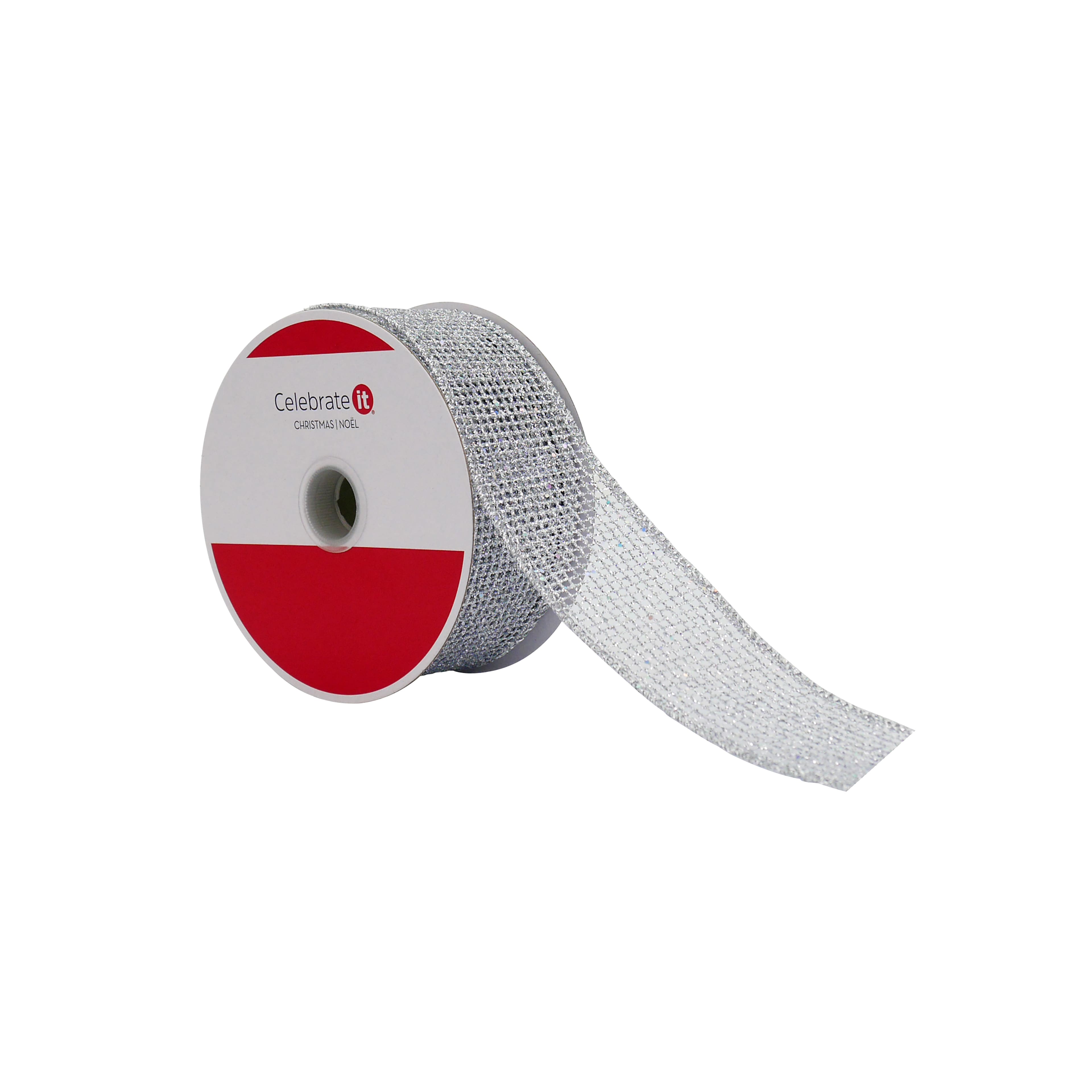 1.5" x 30ft. Silver Net Mesh Wired Ribbon by Celebrate It®