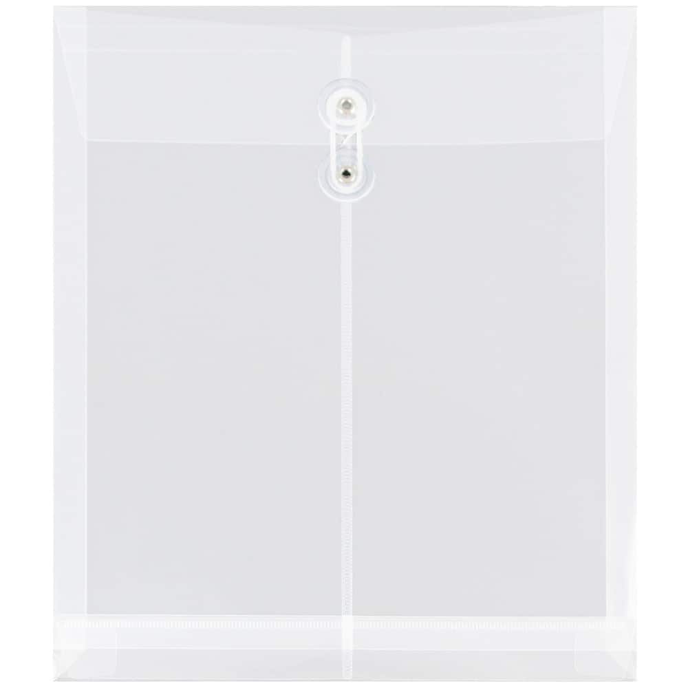 JAM Paper Letter Size Plastic Envelopes with Button & String Tie Closure, 12ct.