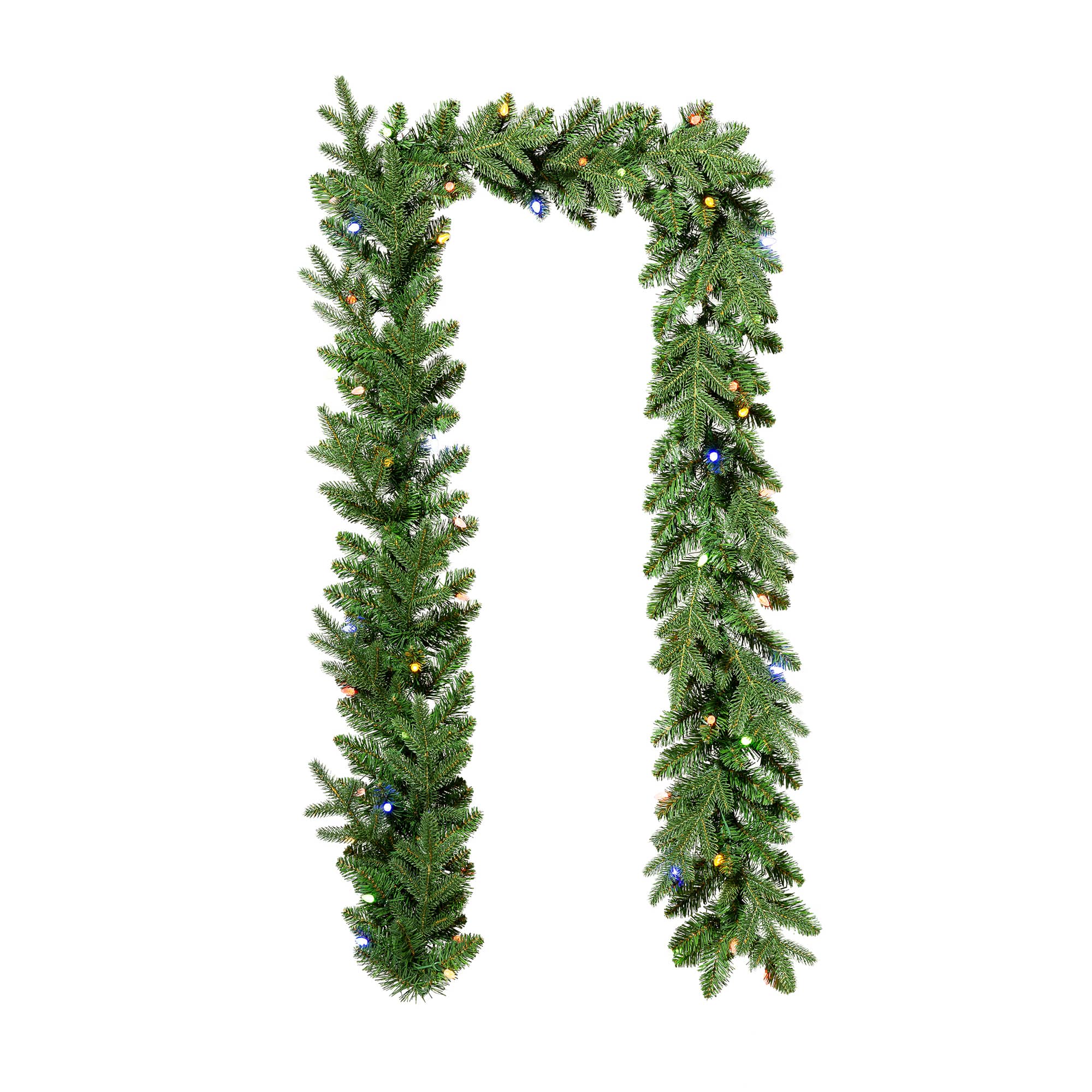 Glitzhome&#xAE; 9ft. Pre-Lit Greenery Christmas Garland with Timer