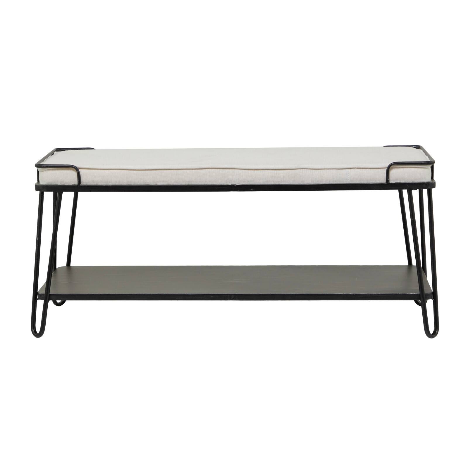 49&#x22; Black Metal Industrial Bench
