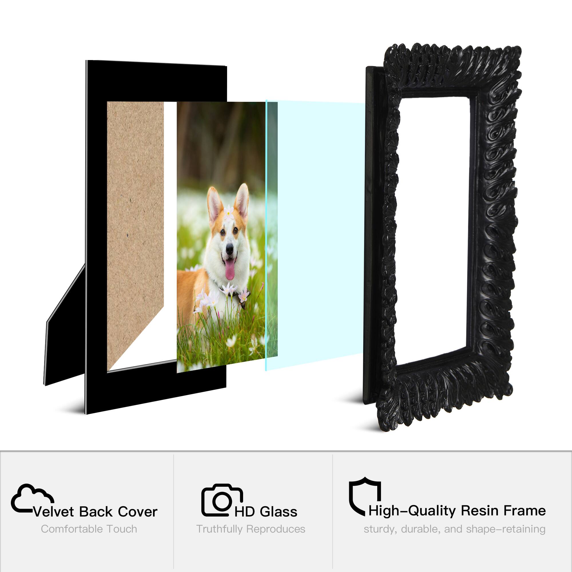 Glitzhome&#xAE; 5&#x22; x 7&#x22; Black Scoop abletop Picture Frame