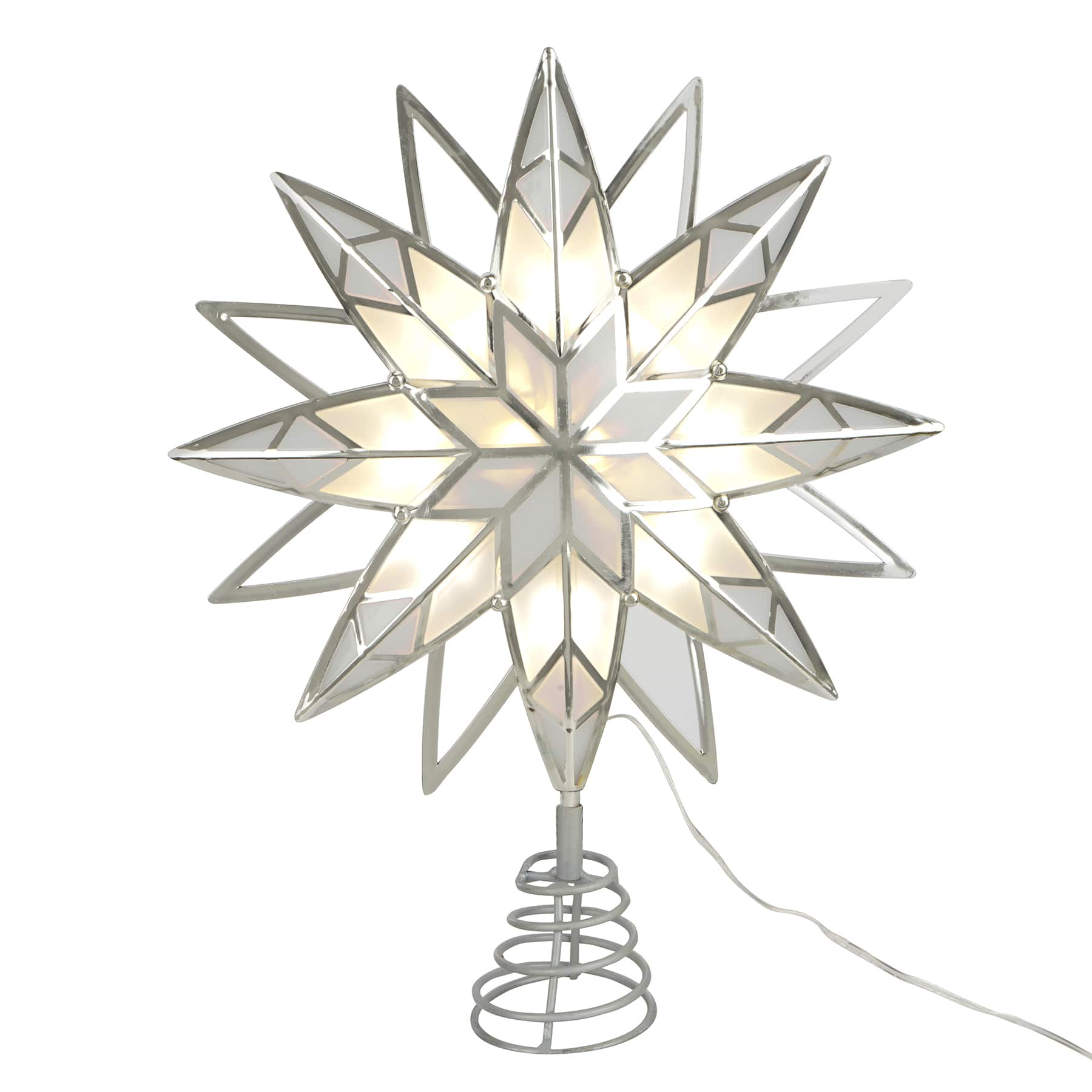 15&#x22; Silver &#x26; White Octagonal Star LED Tree Topper by Ashland&#xAE;