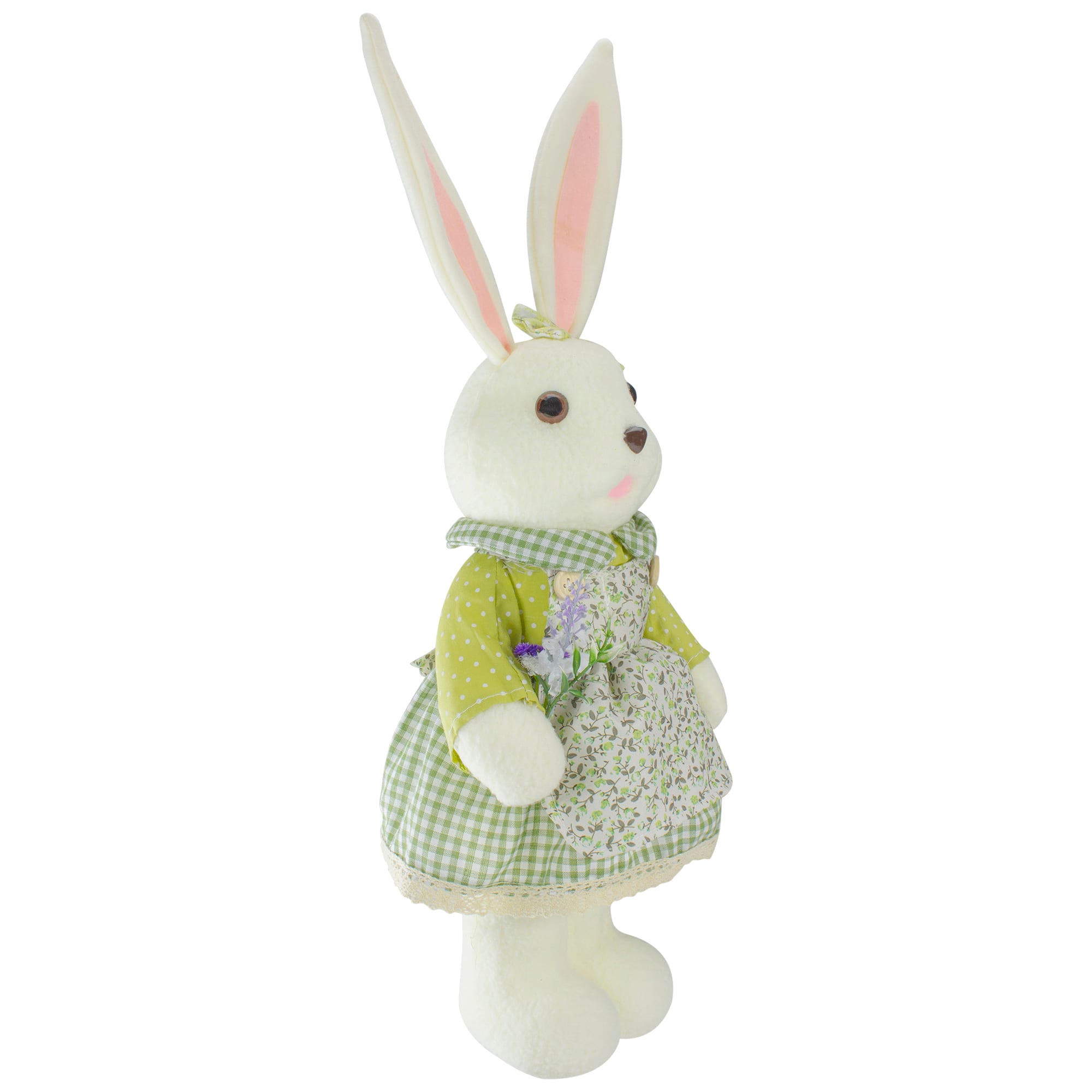 20&#x22; White &#x26; Green Standing Girl Rabbit Easter Figure