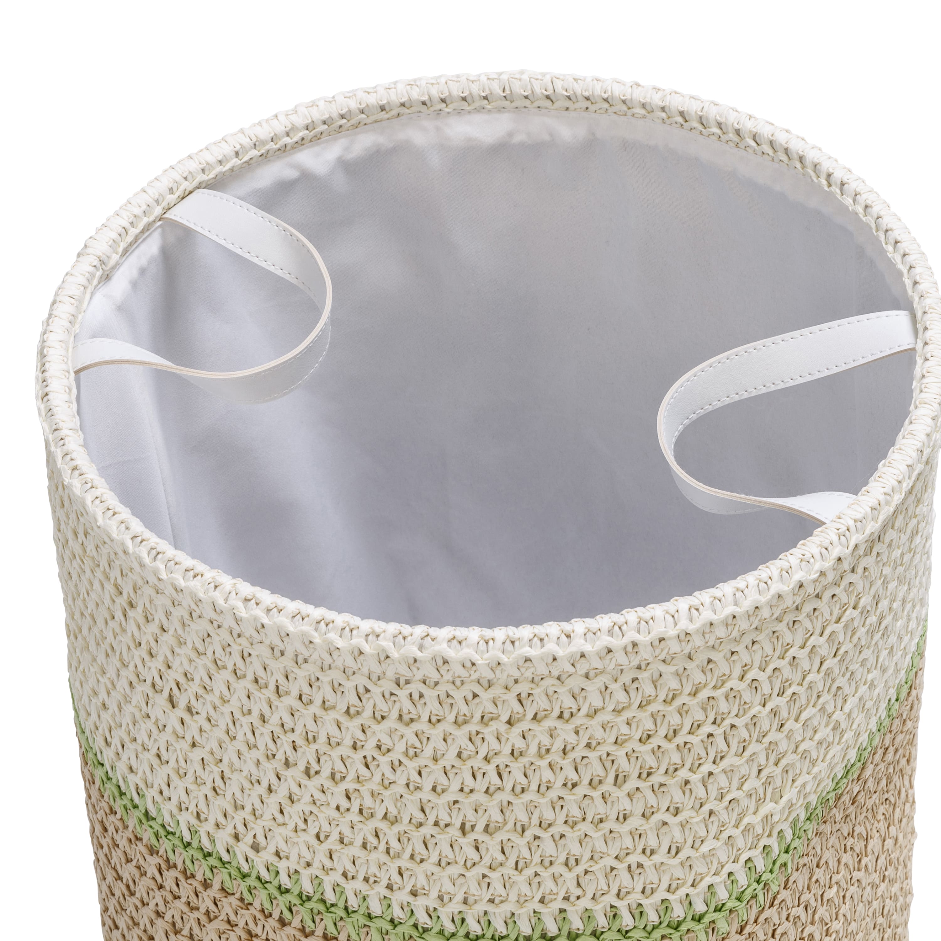 6 Pack: Honey Can Do Green &#x26; Beige Small Nesting Paper Straw Baskets with Handles Set