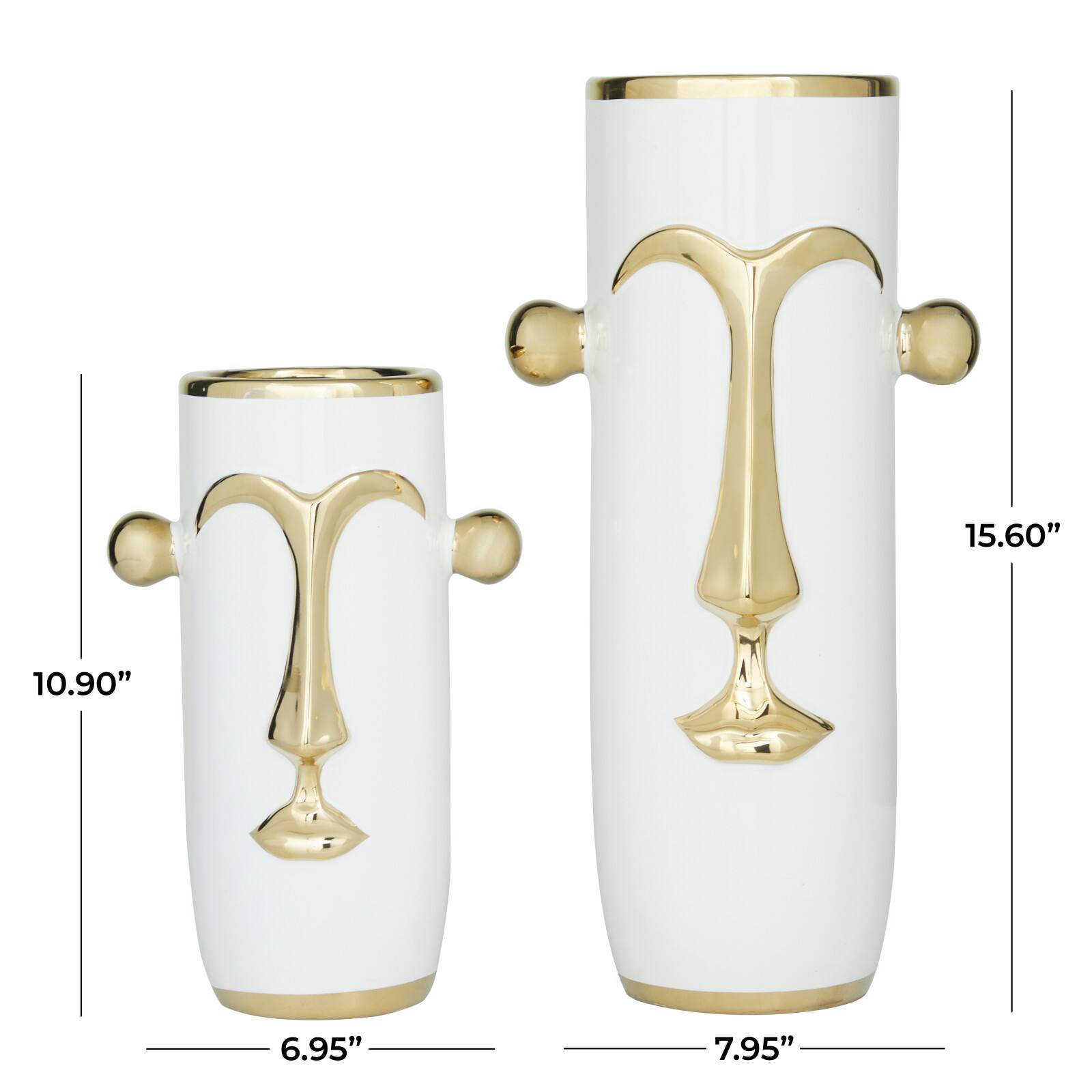 The Novogratz Set of 2" White Stoneware Modern Vase 16", 11"