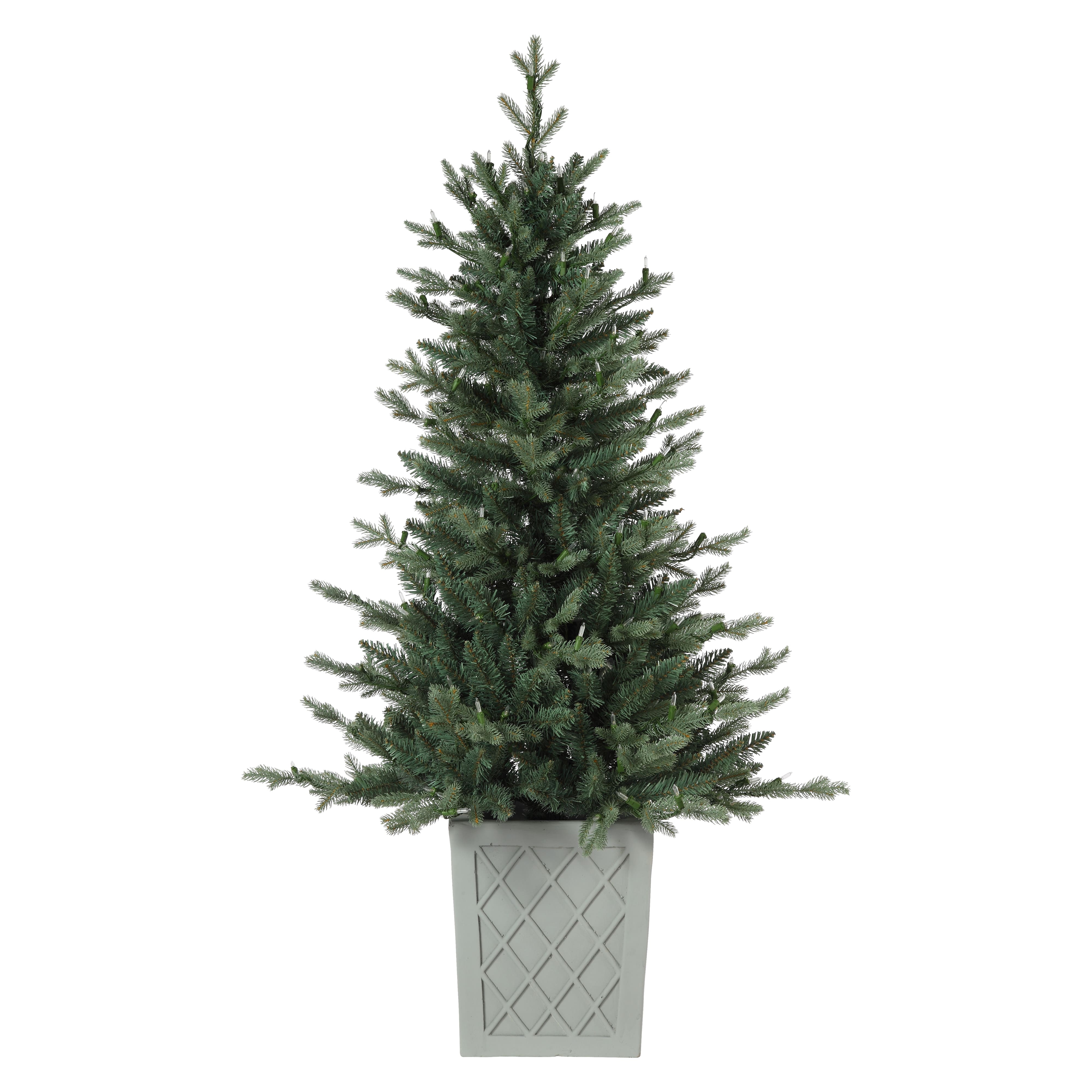 4.5ft. Pre-Lit Barcelona Blue Spruce Artificial Christmas Tree in Pot, Warm White LED Lights