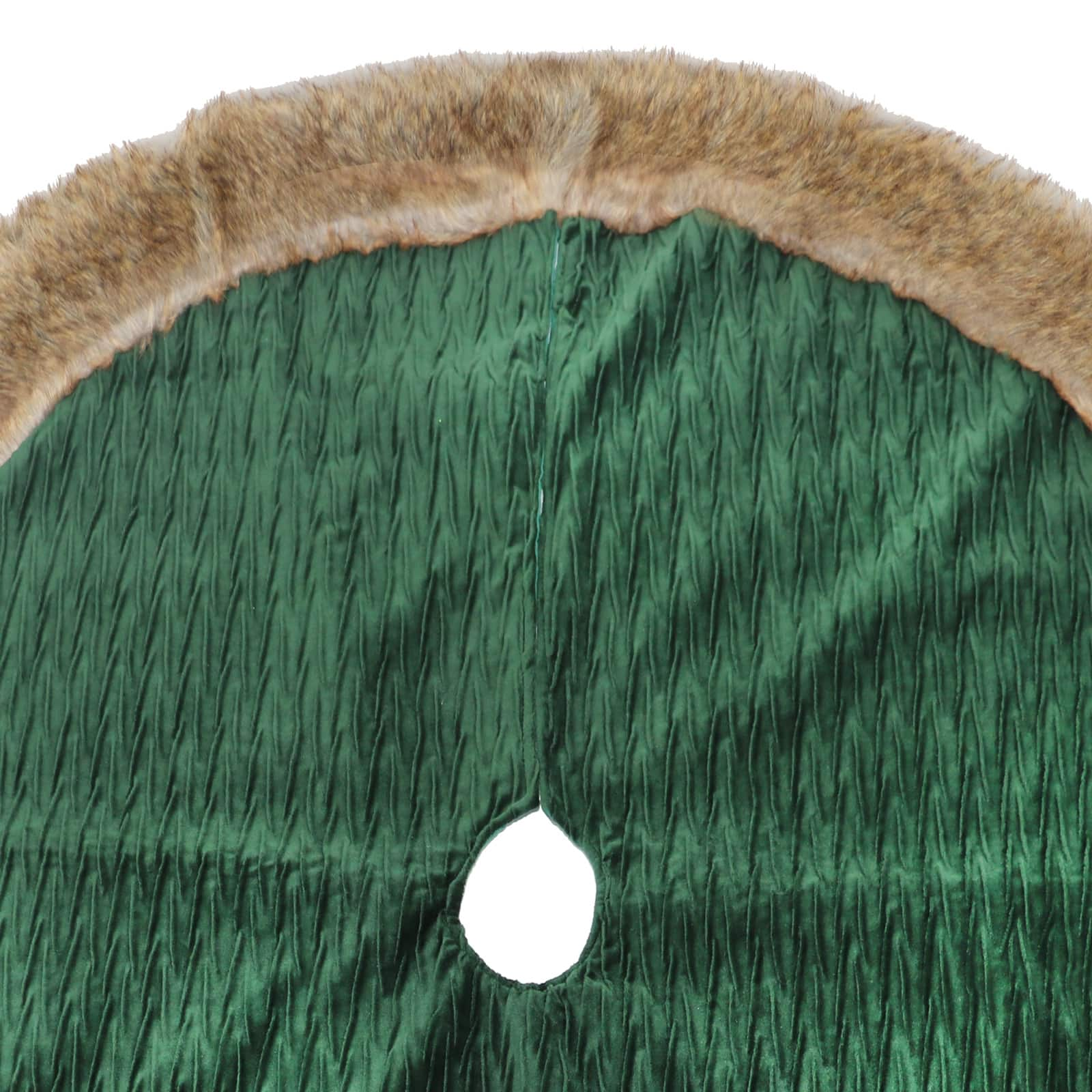 48&#x22; Green Cable Knit Tree Skirt with Faux Fur Border by Ashland&#xAE;