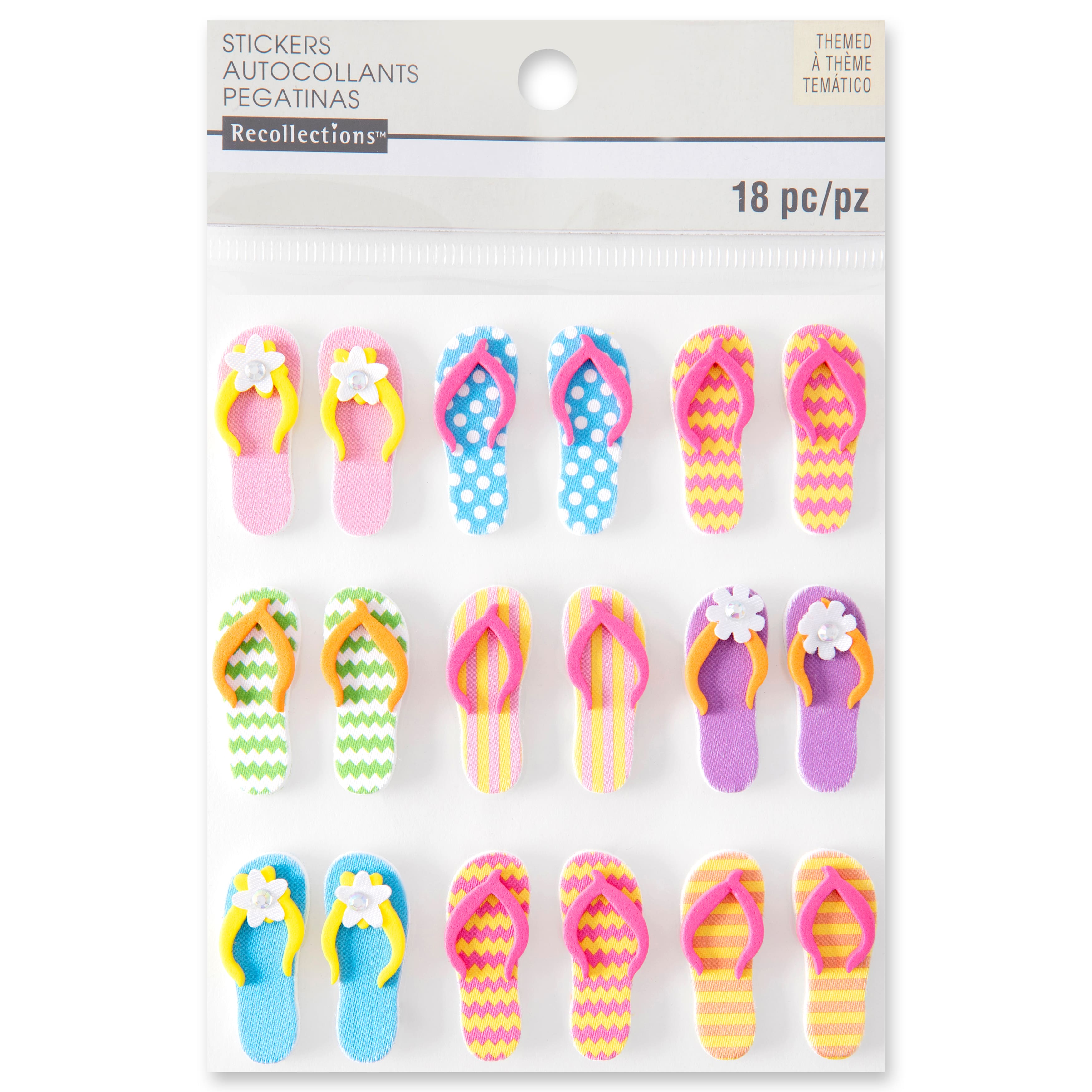 12 Pack: 18 ct. (216 total) Flip Flop Dimensional Stickers by Recollections&#x2122; Signature&#x2122;