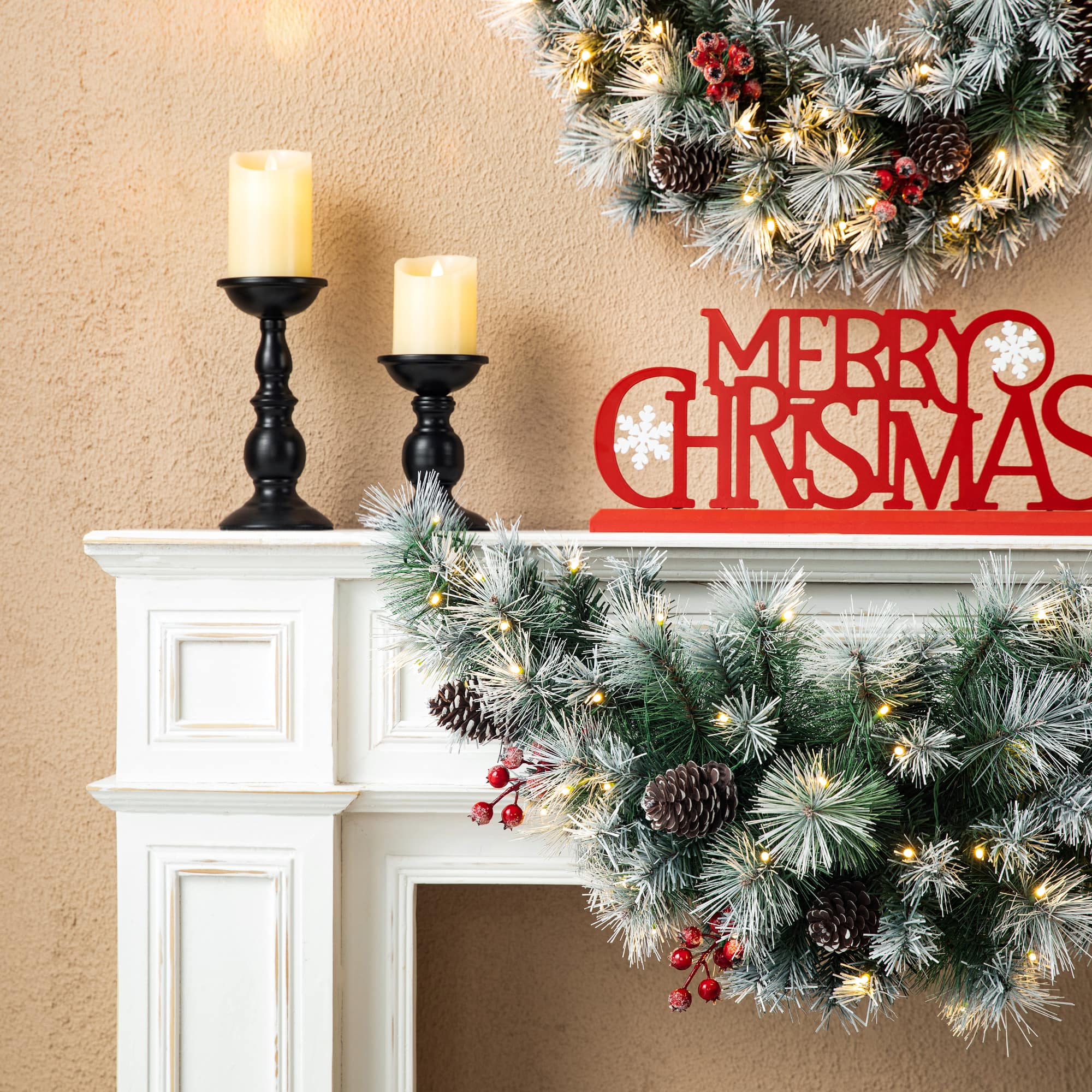 Glitzhome® 3ft, Pre-Lit Pinecones & Berries Artificial Christmas Swag