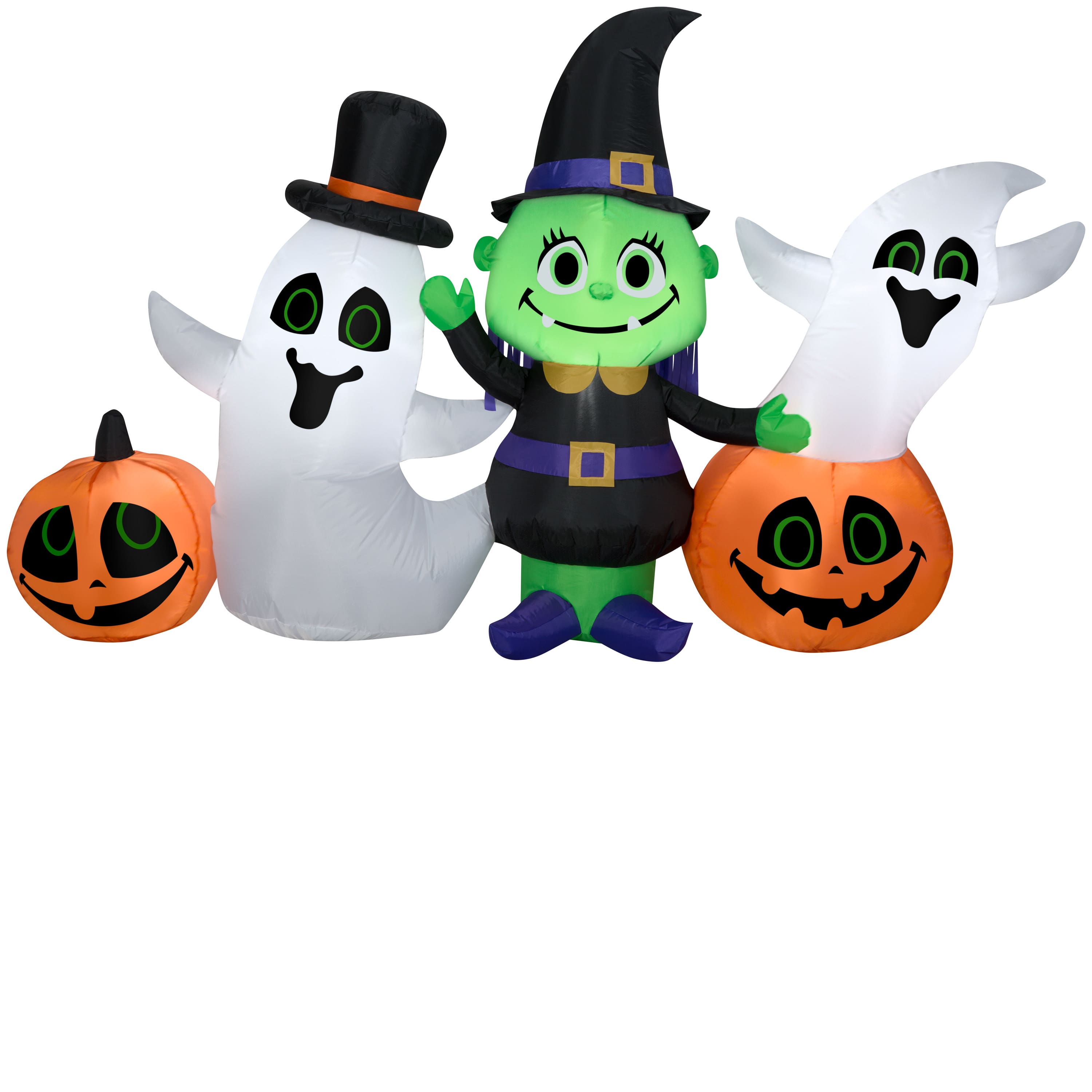 4ft Airblown® Inflatable Halloween Witch With Ghost & Pumpkins