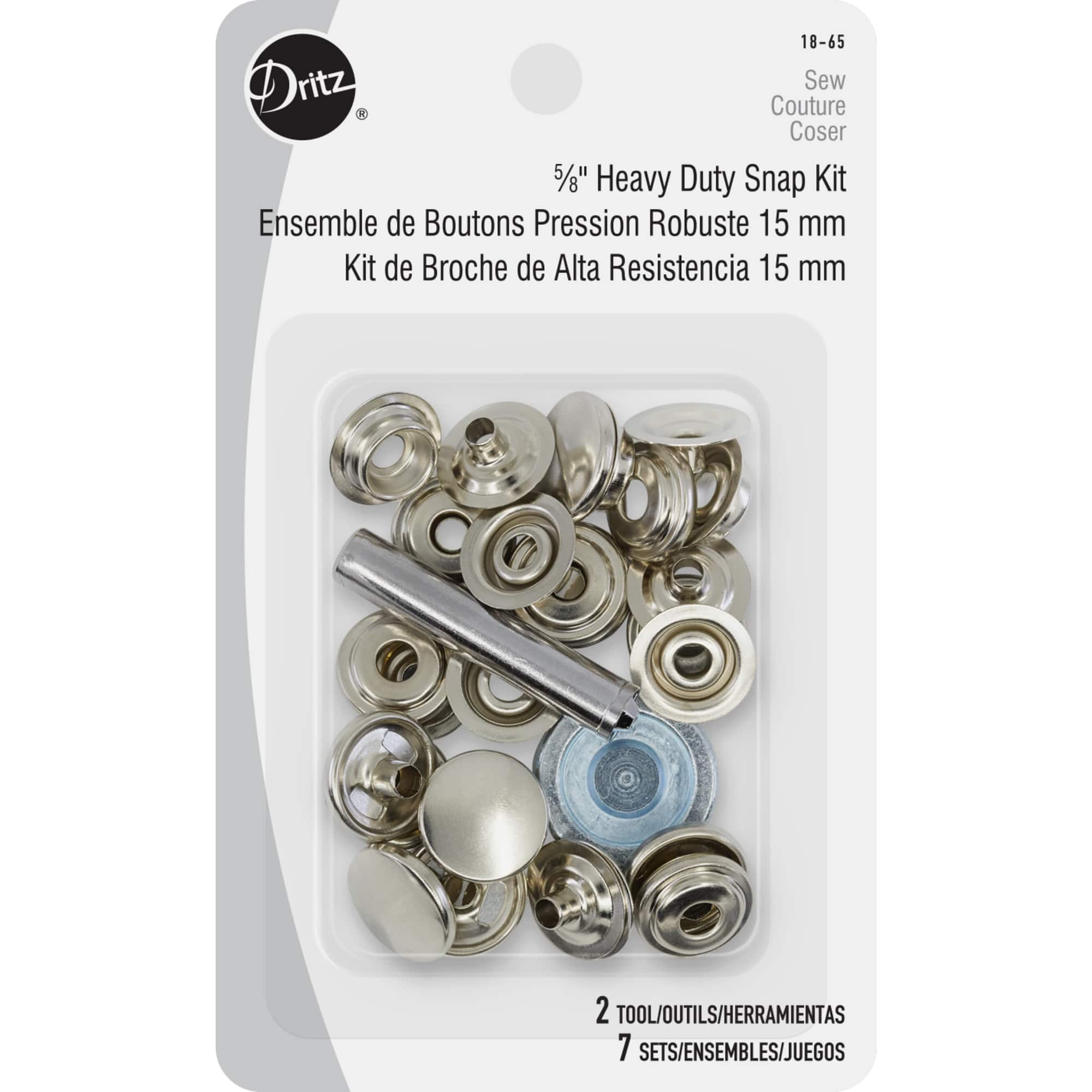 Dritz&#xAE; Nickel-Plated Brass Heavy Duty Snap Kit, 15mm