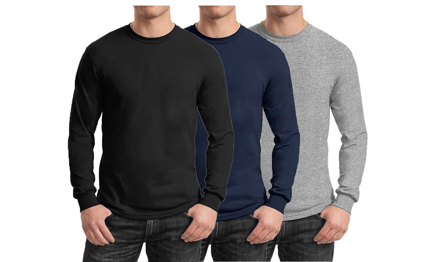 Galaxy By Harvic Long Sleeve Crew Neck Men's Egyptian Cotton-Blend