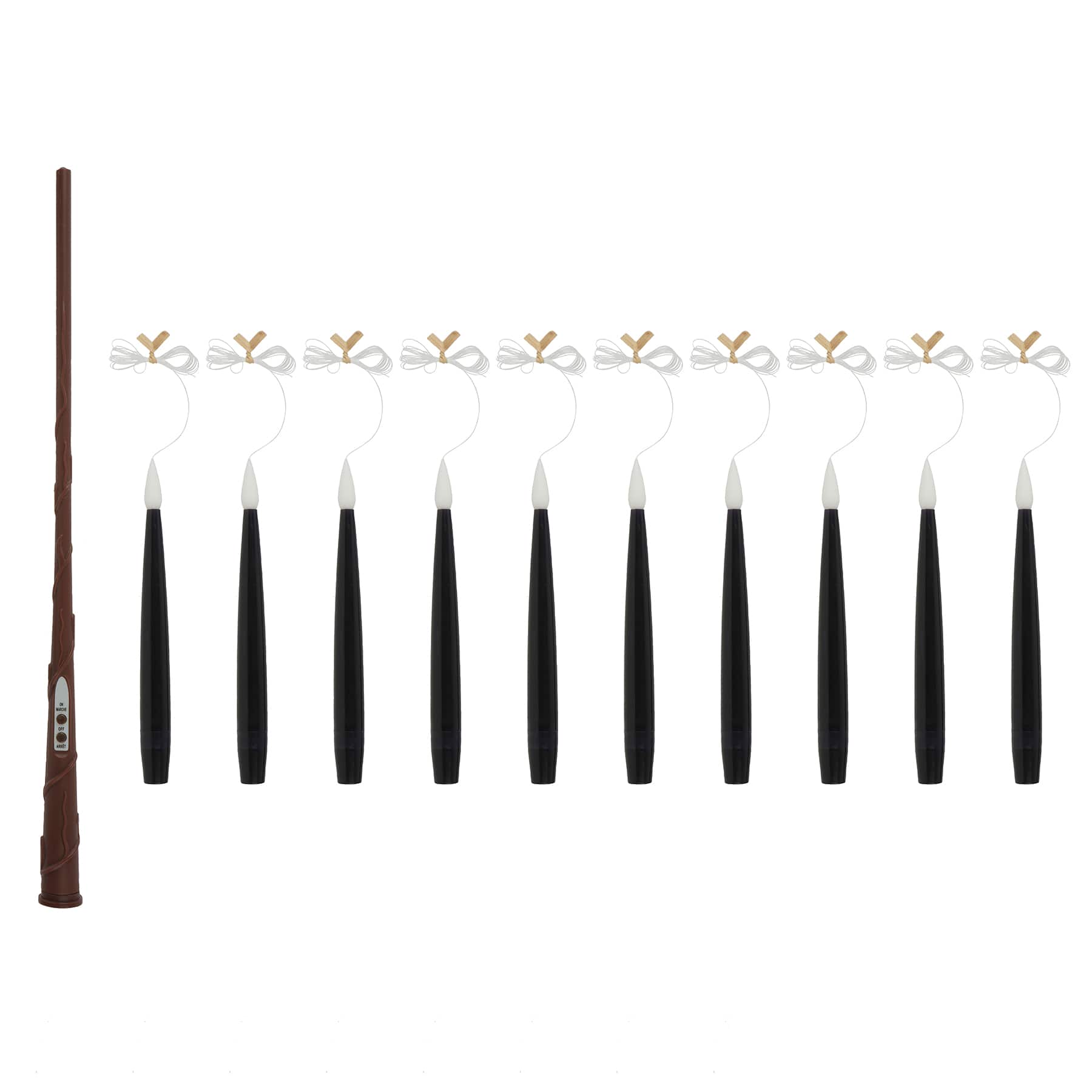 10ct. Warm White Flickering LED Hanging Black Candles with Remote by Ashland®