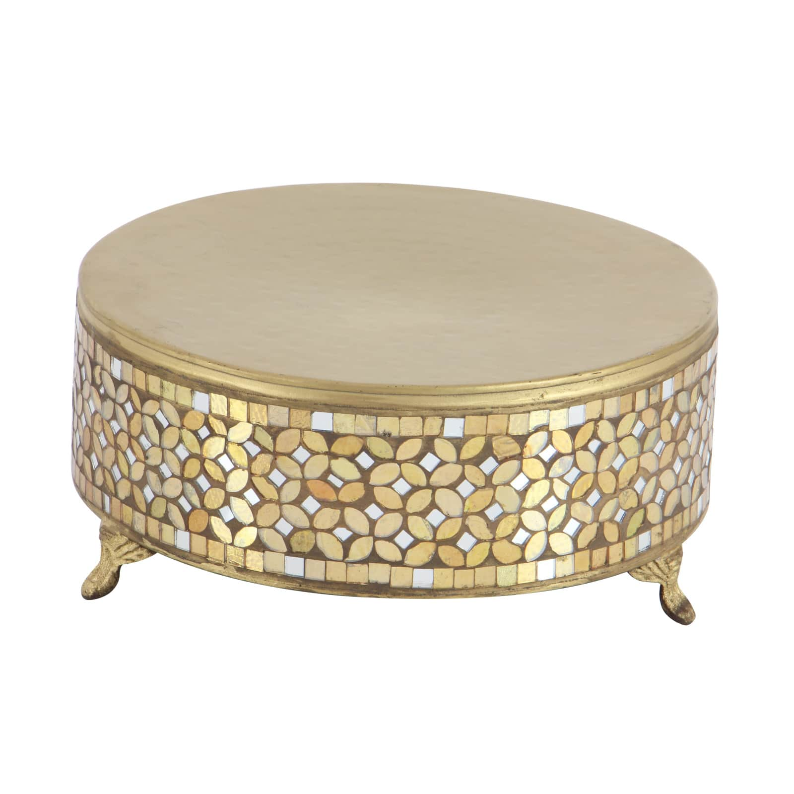 Gold Glam Round Metal &#x26; Glass Mosaic Cake Stand, 3ct.