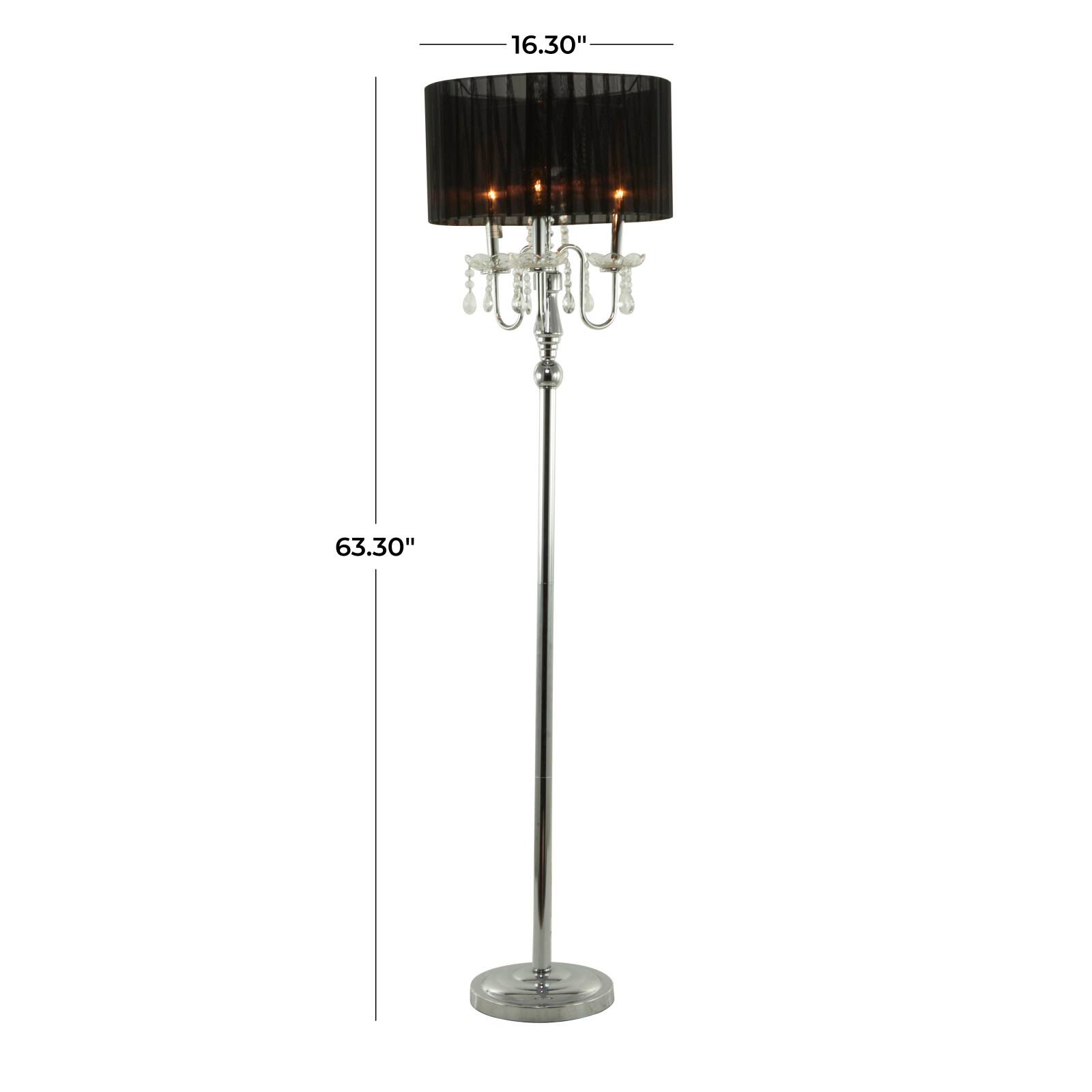 Silver Metal Floor Lamp 16&#x22; x 16&#x22; x 63&#x22;