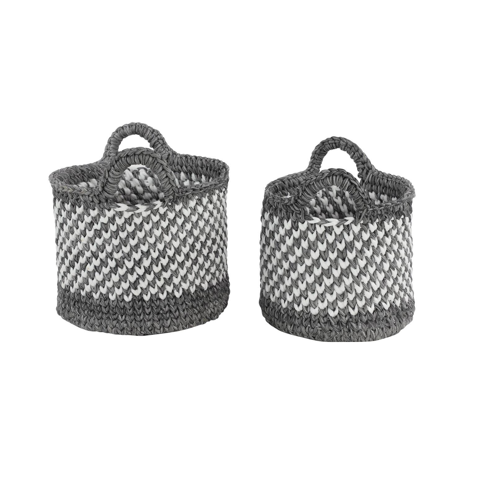Gray Polyester Eclectic Storage Basket Set
