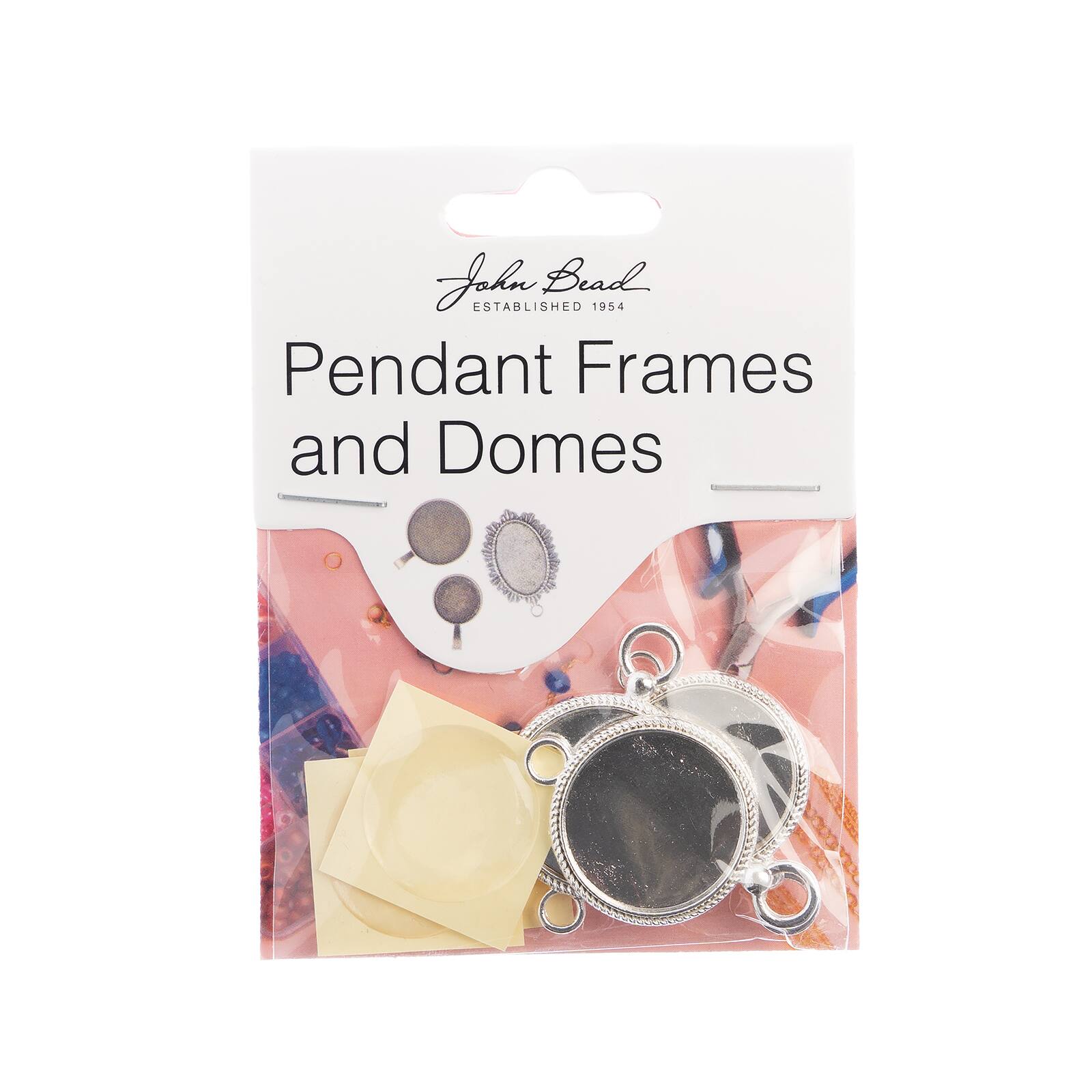 John Bead 23mm Silver Round Pendant Frames, 3ct.