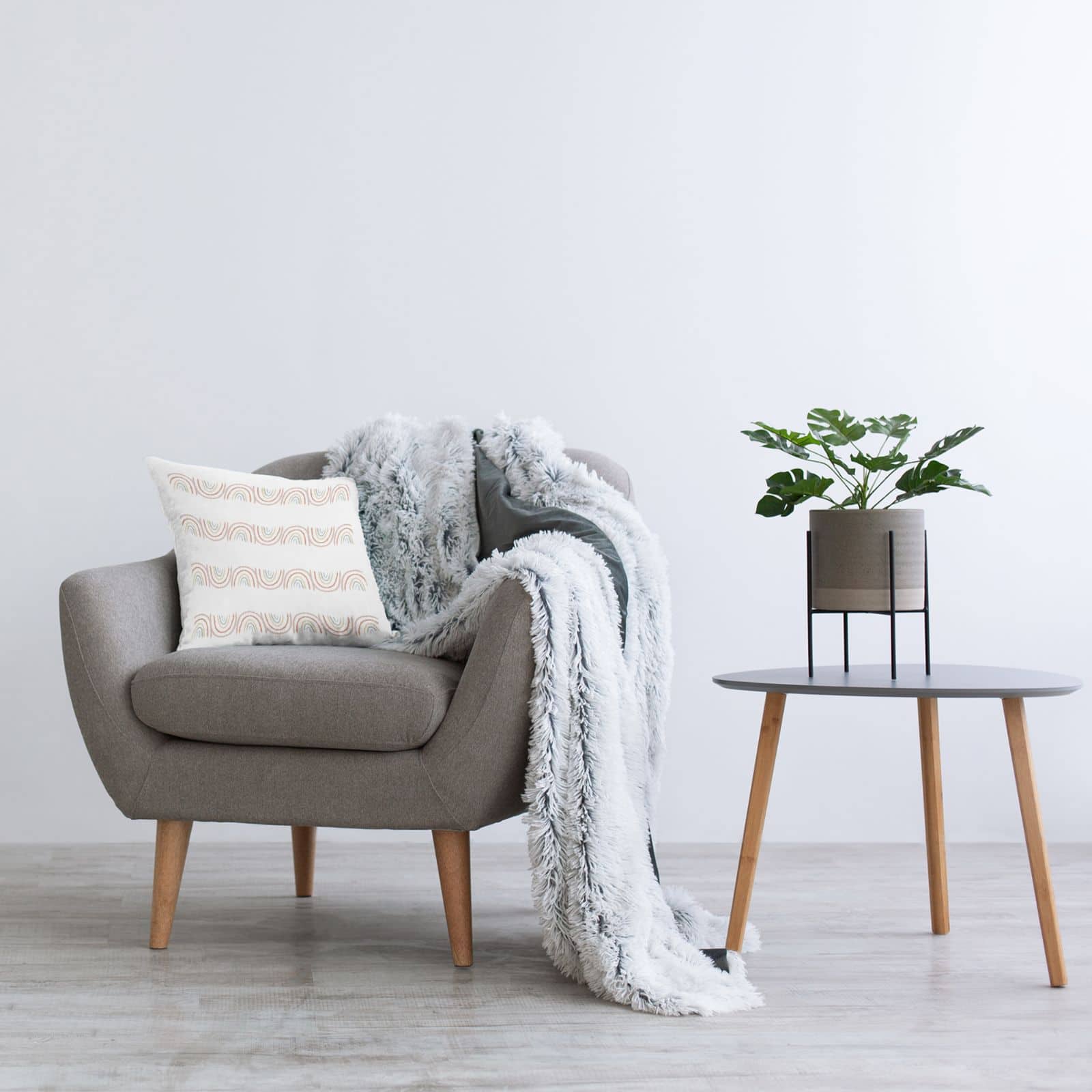 Stupell Industries Wavy Whimsical Rainbow Alternating White Stripes Throw Pillow, 18" x 18"