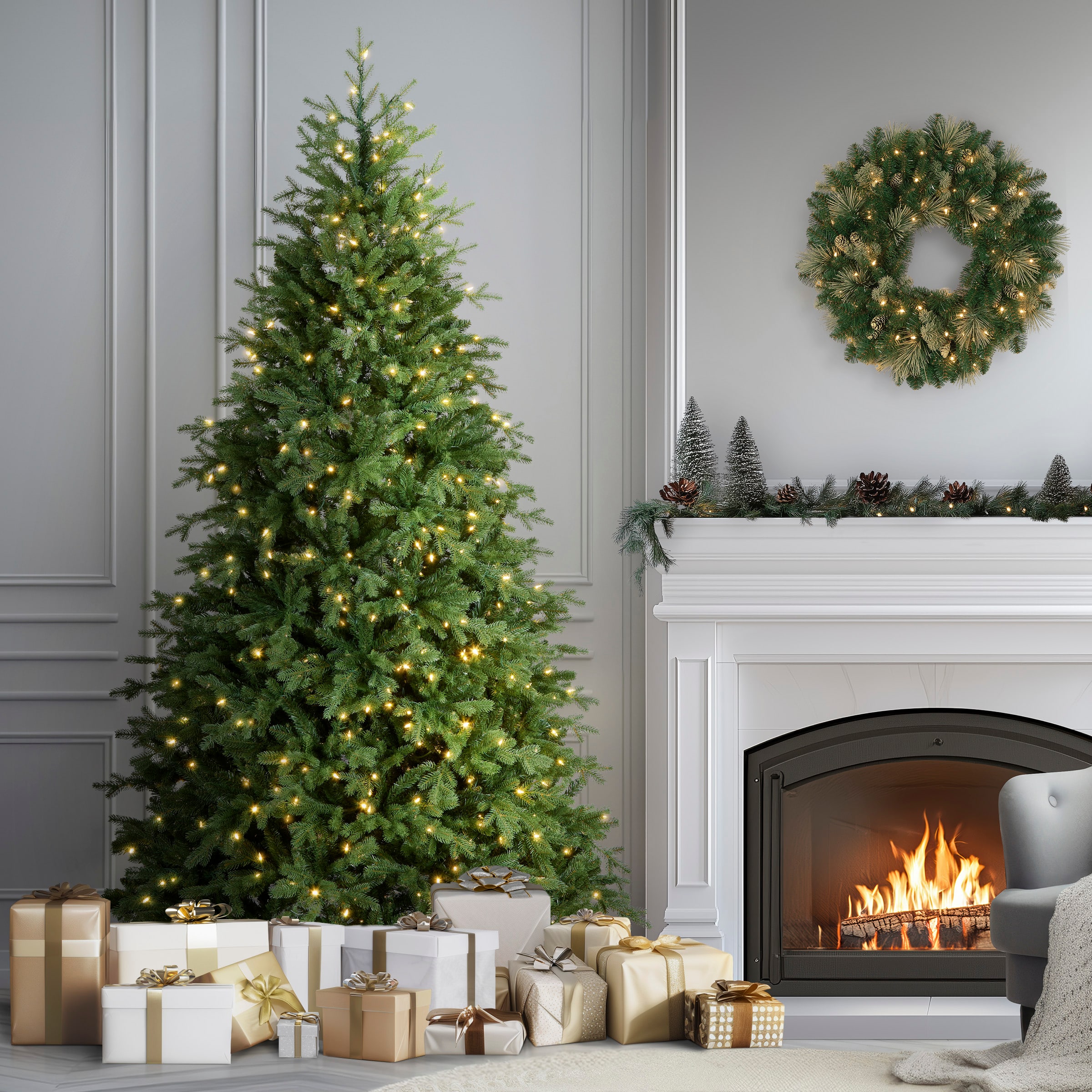 7.5ft. Pre-Lit PowerConnect&#x2122; Princeton Fraser Fir Artificial Christmas Tree, Dual Color&#xAE; LED Lights