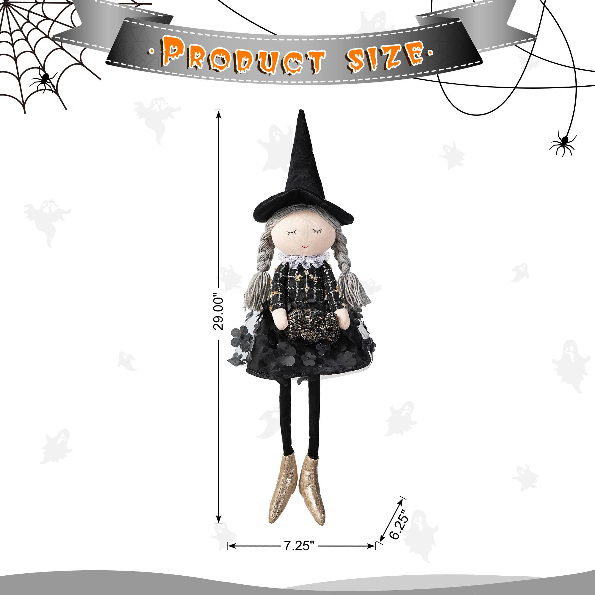 Glitzhome&#xAE; 29&#x22; Halloween Fabric Dressed Witch Sitter