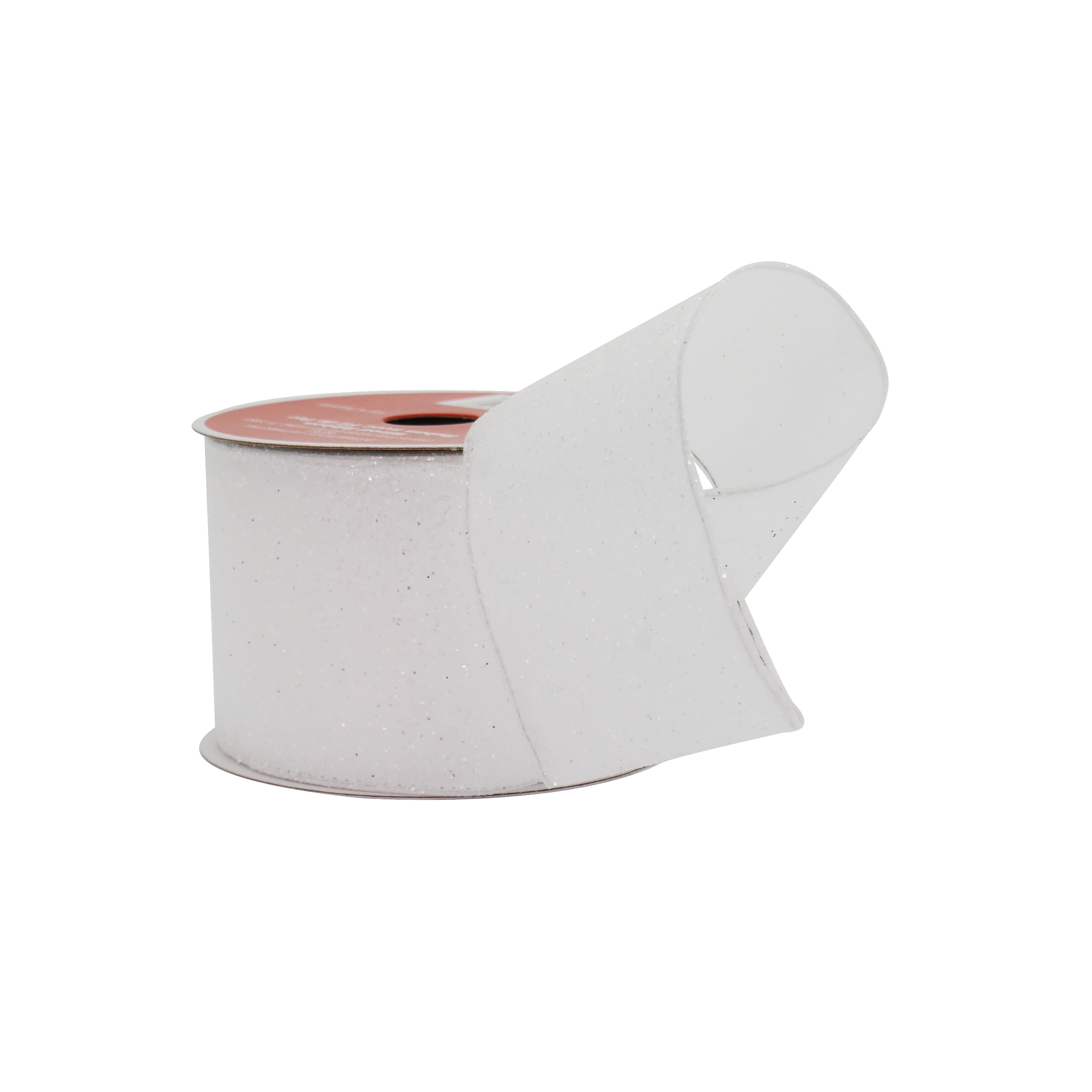 2.5&#x22; x 20ft. White Glitter Taffeta Wired Ribbon by Celebrate It&#xAE;