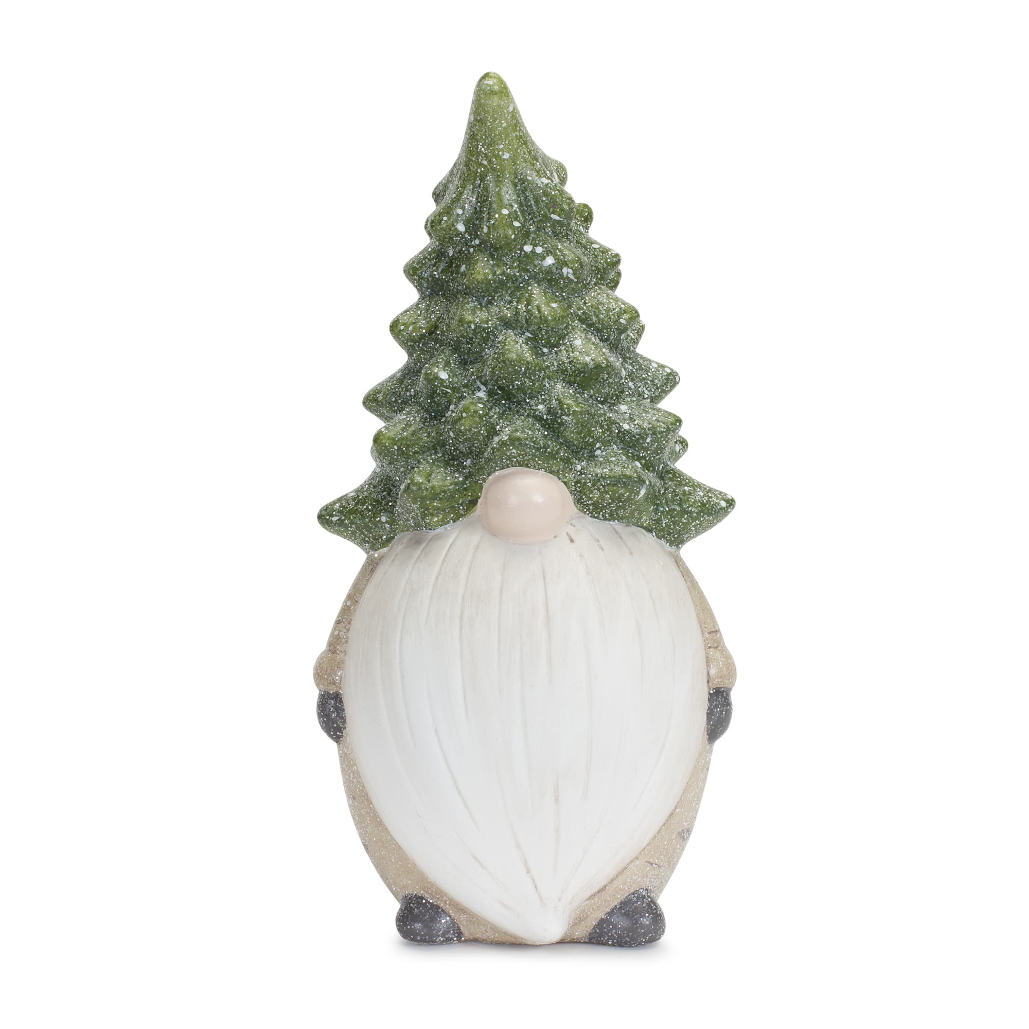 11.25&#x22; Holiday Gnome with Tree Hat Terra Cotta Figurine Set