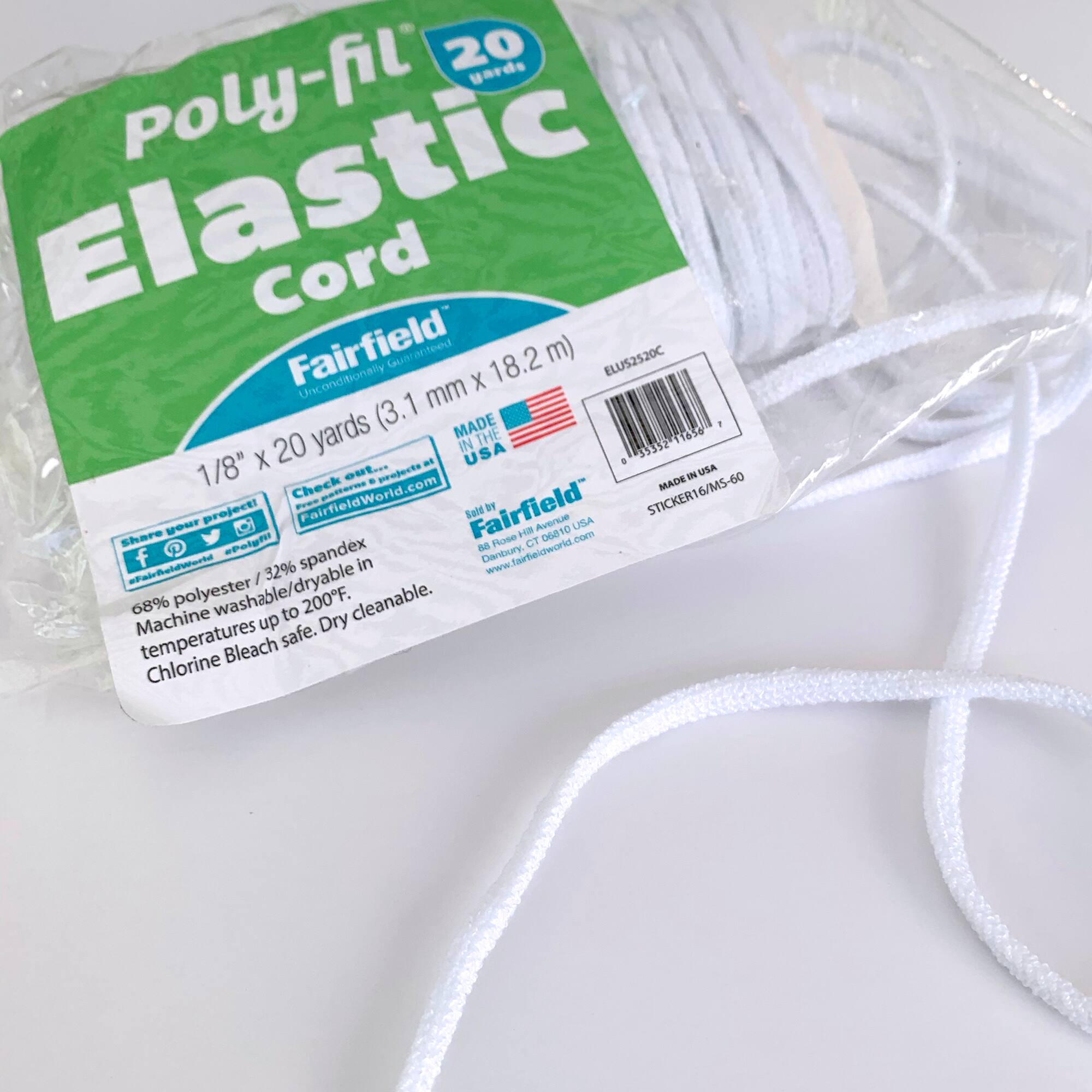 Poly-Fil® 1/4" White Spandex Elastic Cording